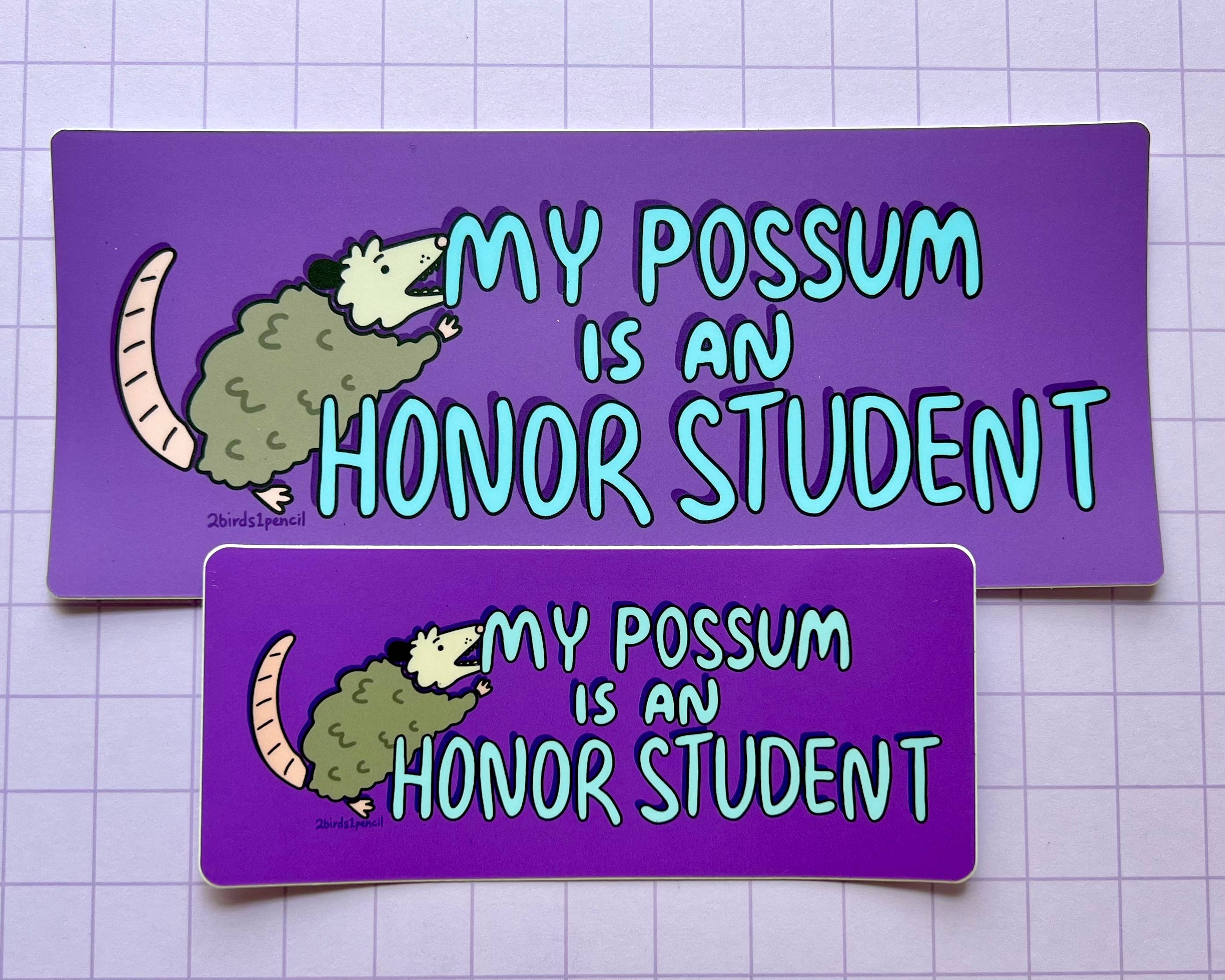 "My Possum is an Honor Student" Bumper Sticker: Large (7 x 3")