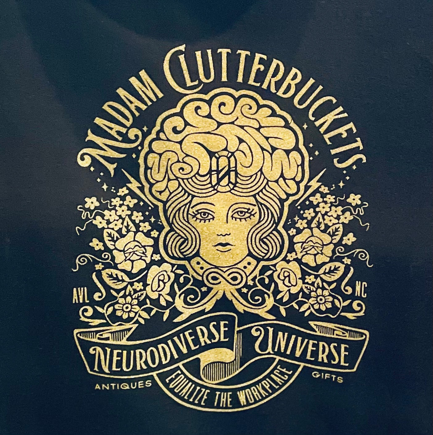Madam Clutterbucket's Neurodiverse Universe Long Sleeve T-shirt w/Printed Sleeves!