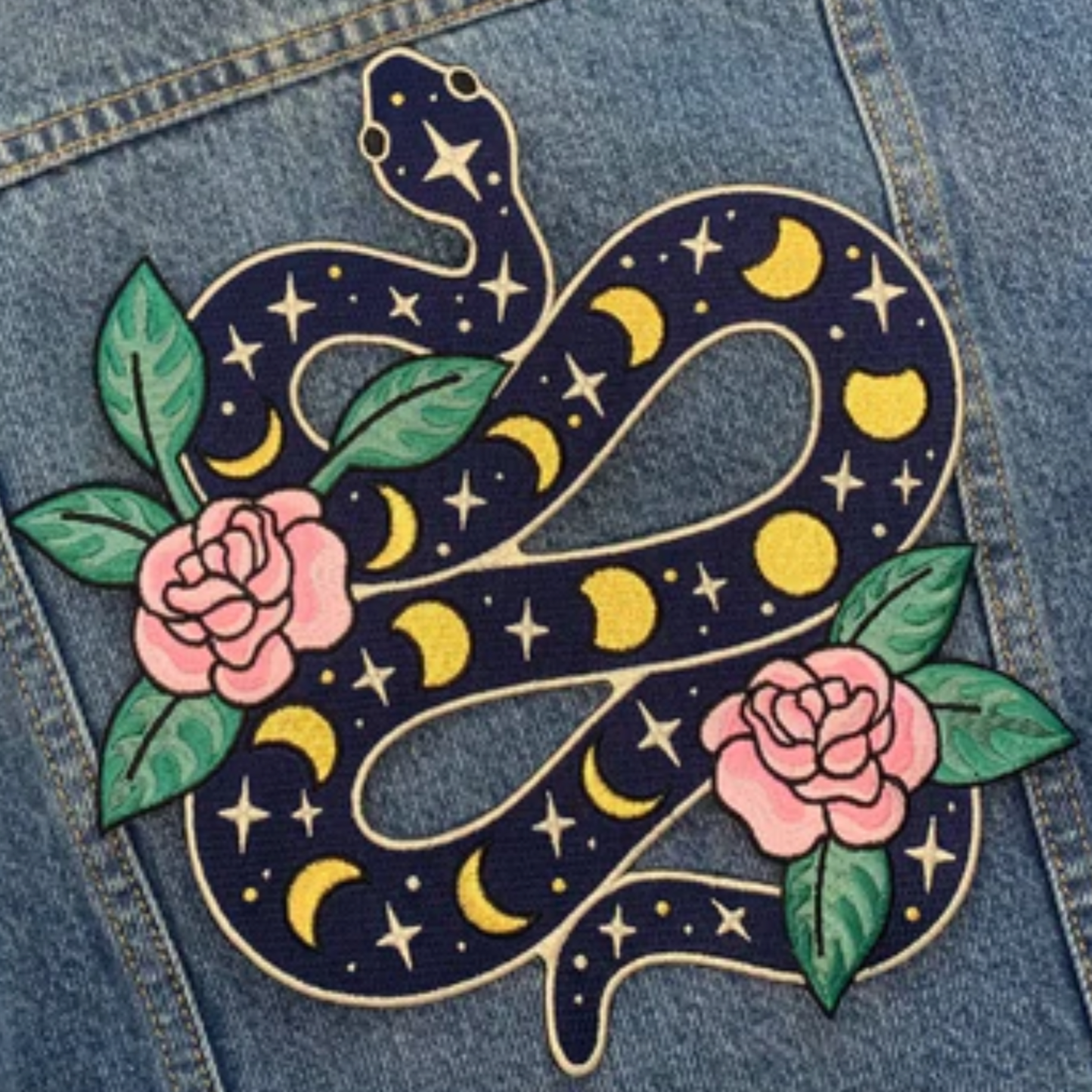 Snake w/ Moon Phases XL Back Patch