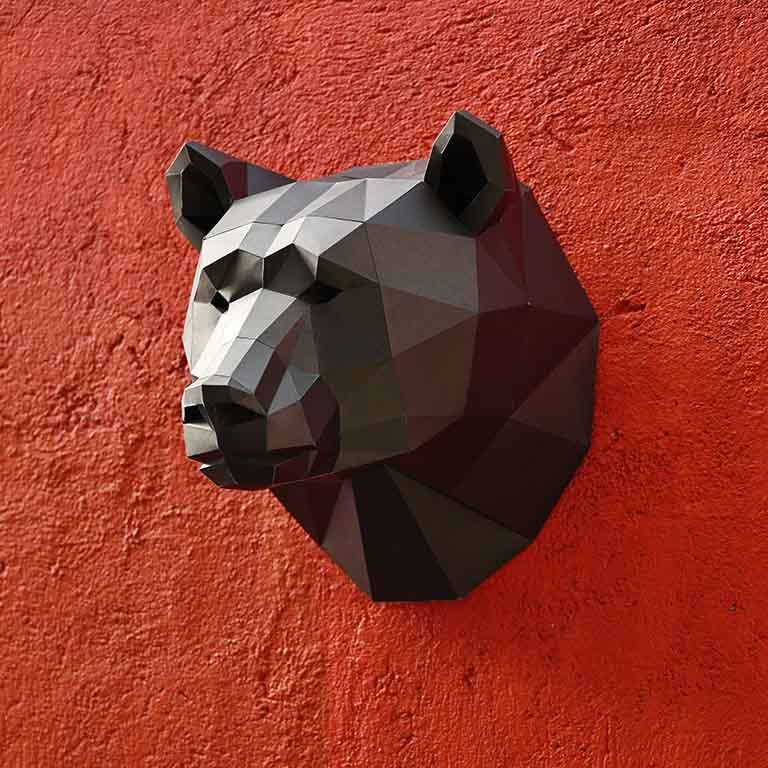 3D PaperCraft Bear Head Wall Art Decor
