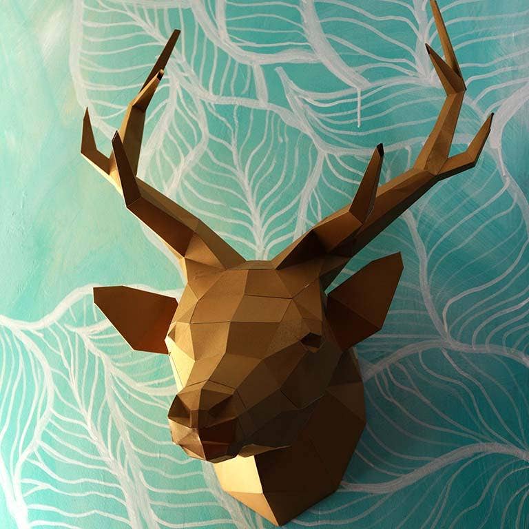 Deer Head PaperCraft Wall Art - Gold Limited Edition