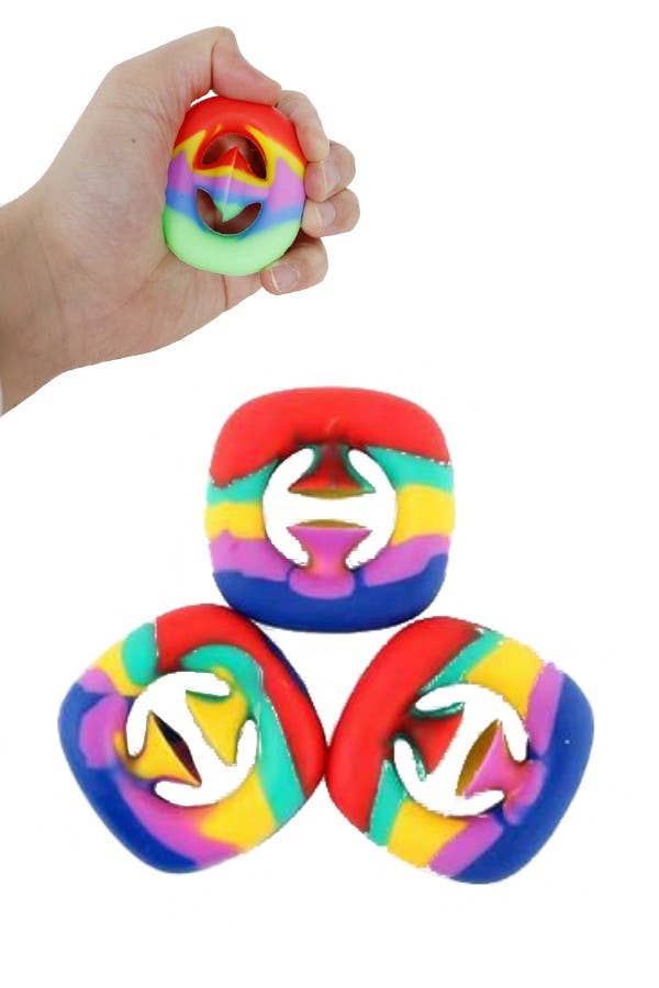 Snap Pop Squeeze Suction Cup Rainbow Dye Silicone Toy