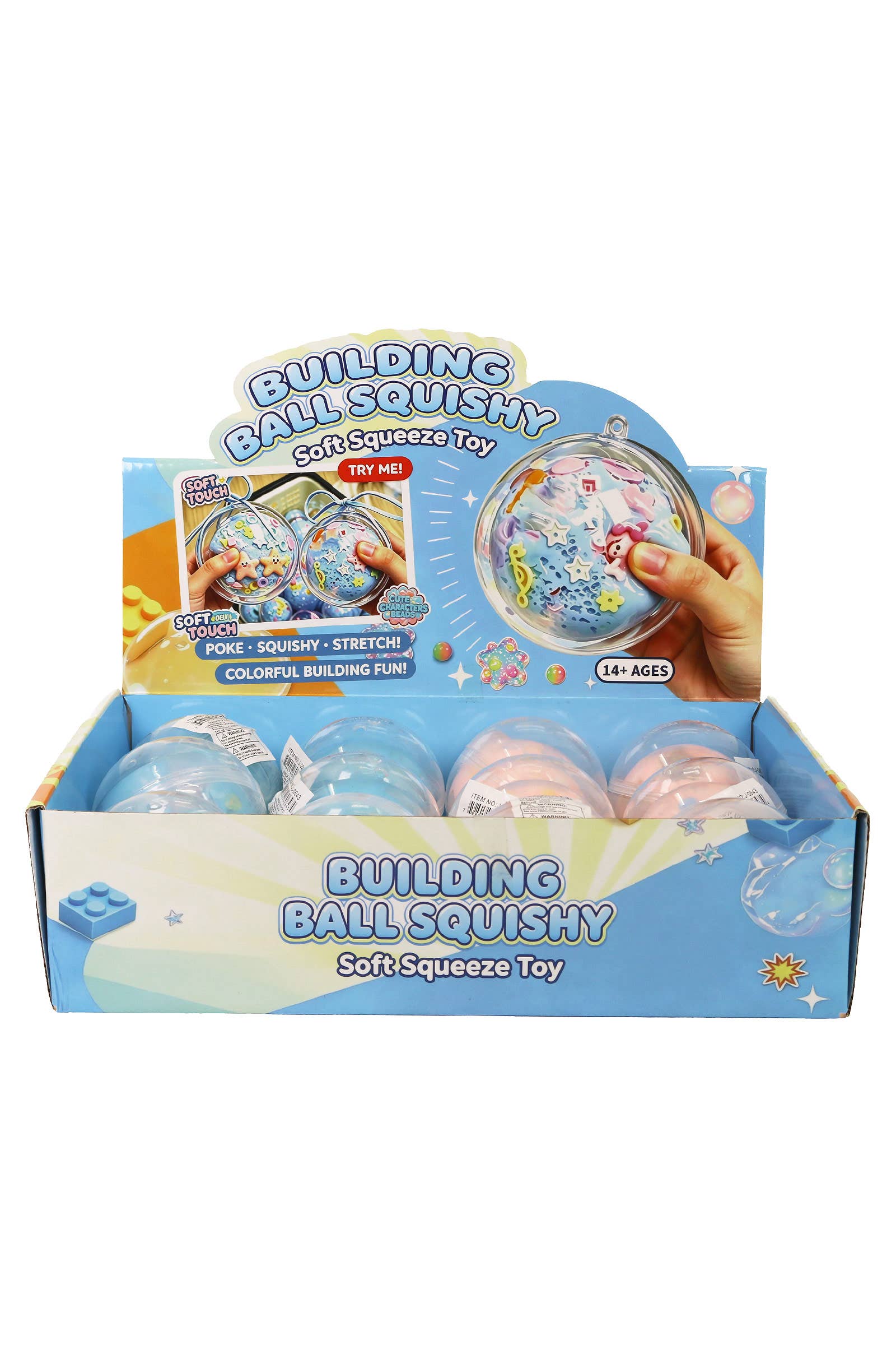 Coastal Block Bead Soft Crunchy Clay Filled TPR Squishy Ball: ASSORTED / ONE SIZE