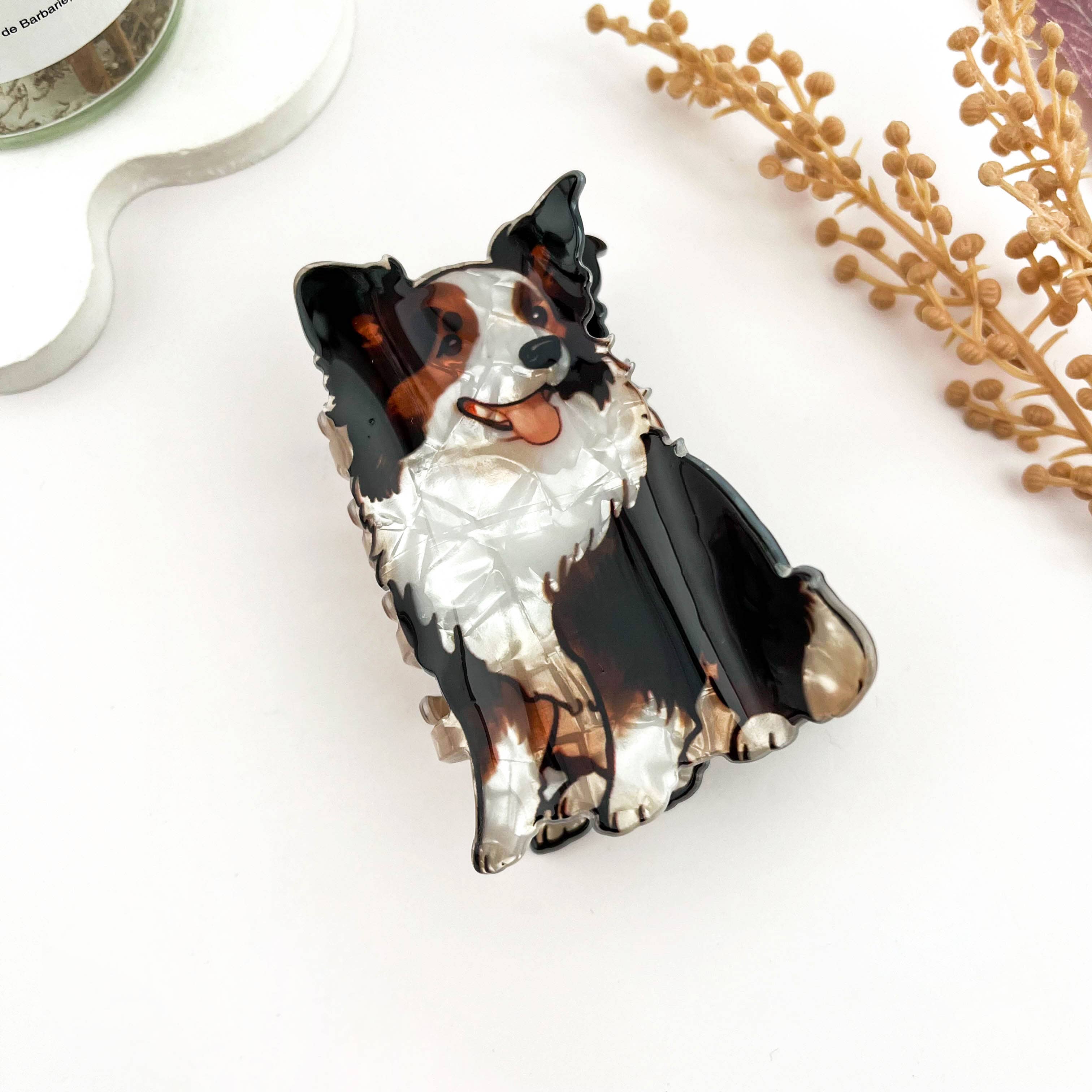 Cartoon Dog Printed Hair Claw, Puppy Lover Hair Clip: Pug