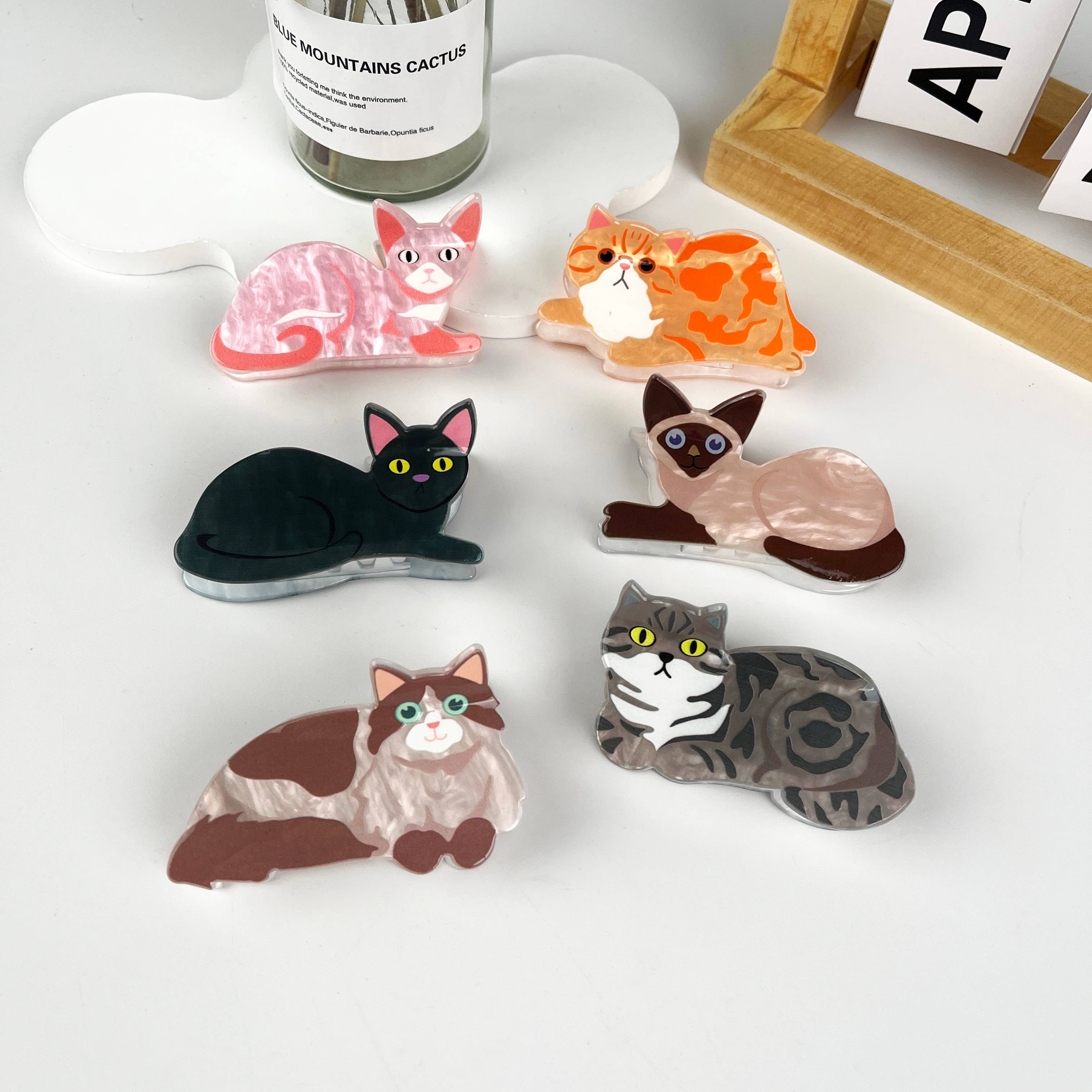 Cat style animal hair claw clip: Brown-cat