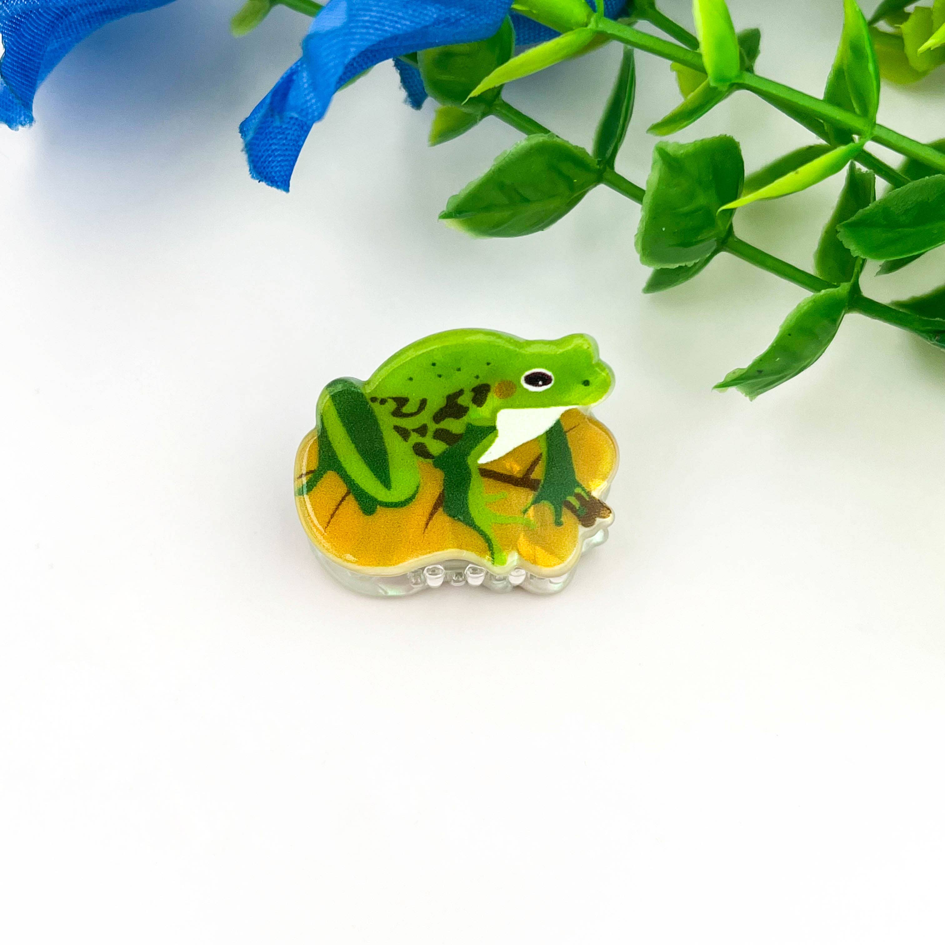 Cartoon Green Frog Print Hair Claw, Nature Animal Claw Clip: Frog-Large