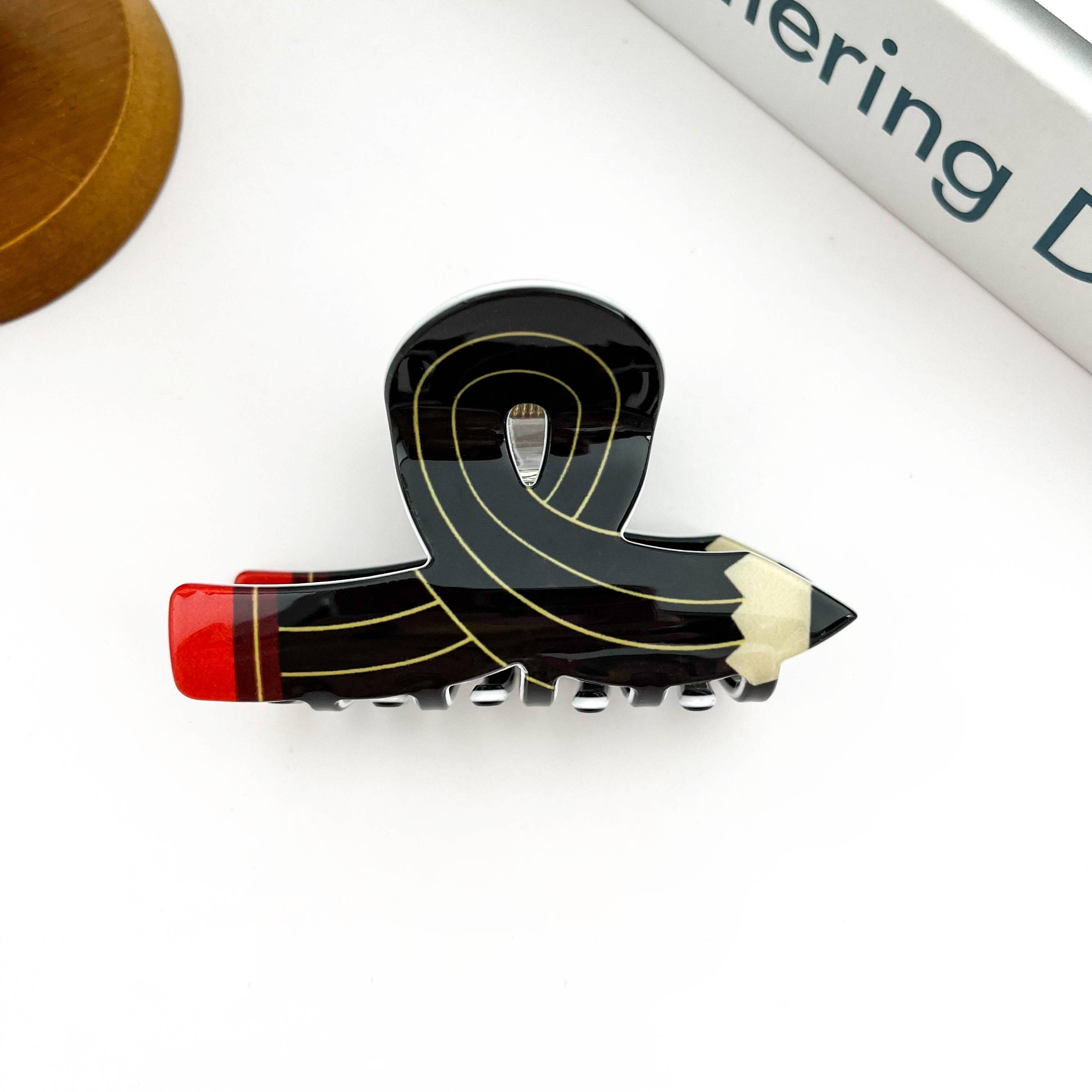 Pencil Claw Clip, Playful Stationery-Inspired Hair Clip: Yellow