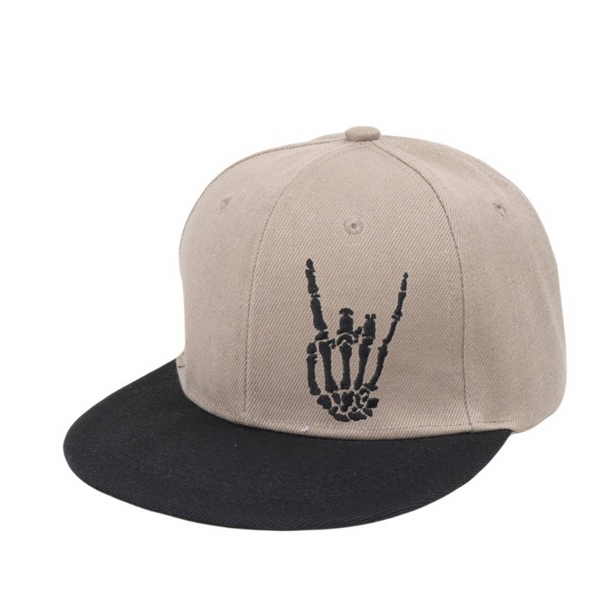 NEW SKULL FINGER EMBROIDERED BASEBALL CAP_CWAH1130: Black / (OS) 2