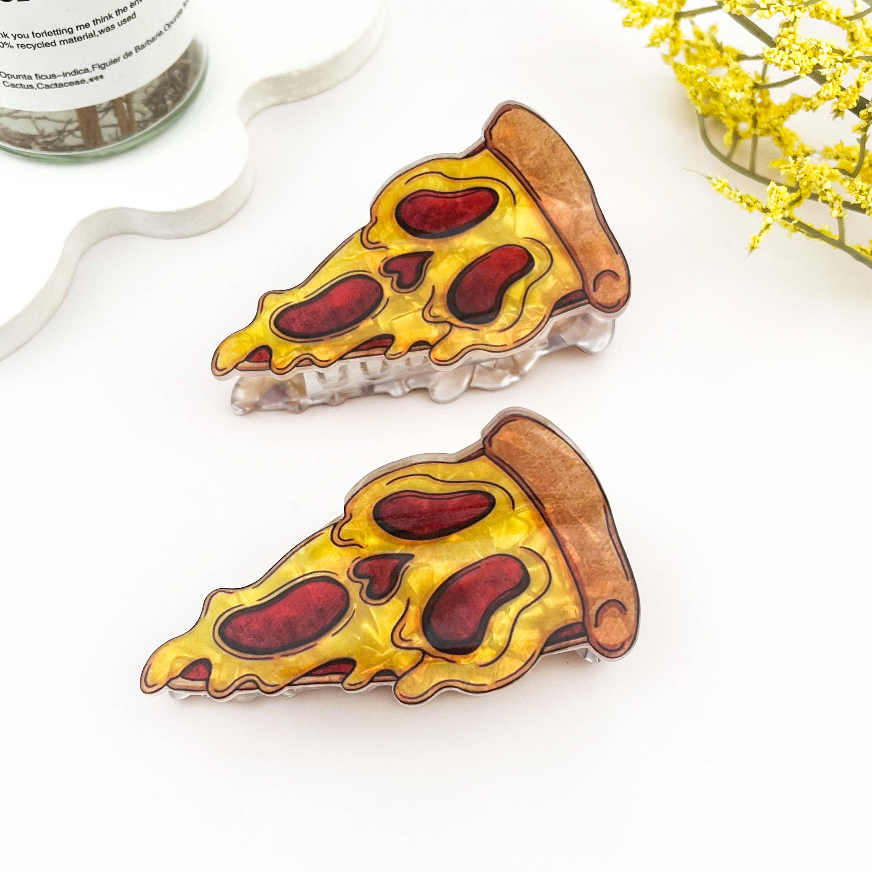 Spooky Skull Pizza Slice Hair Claw
