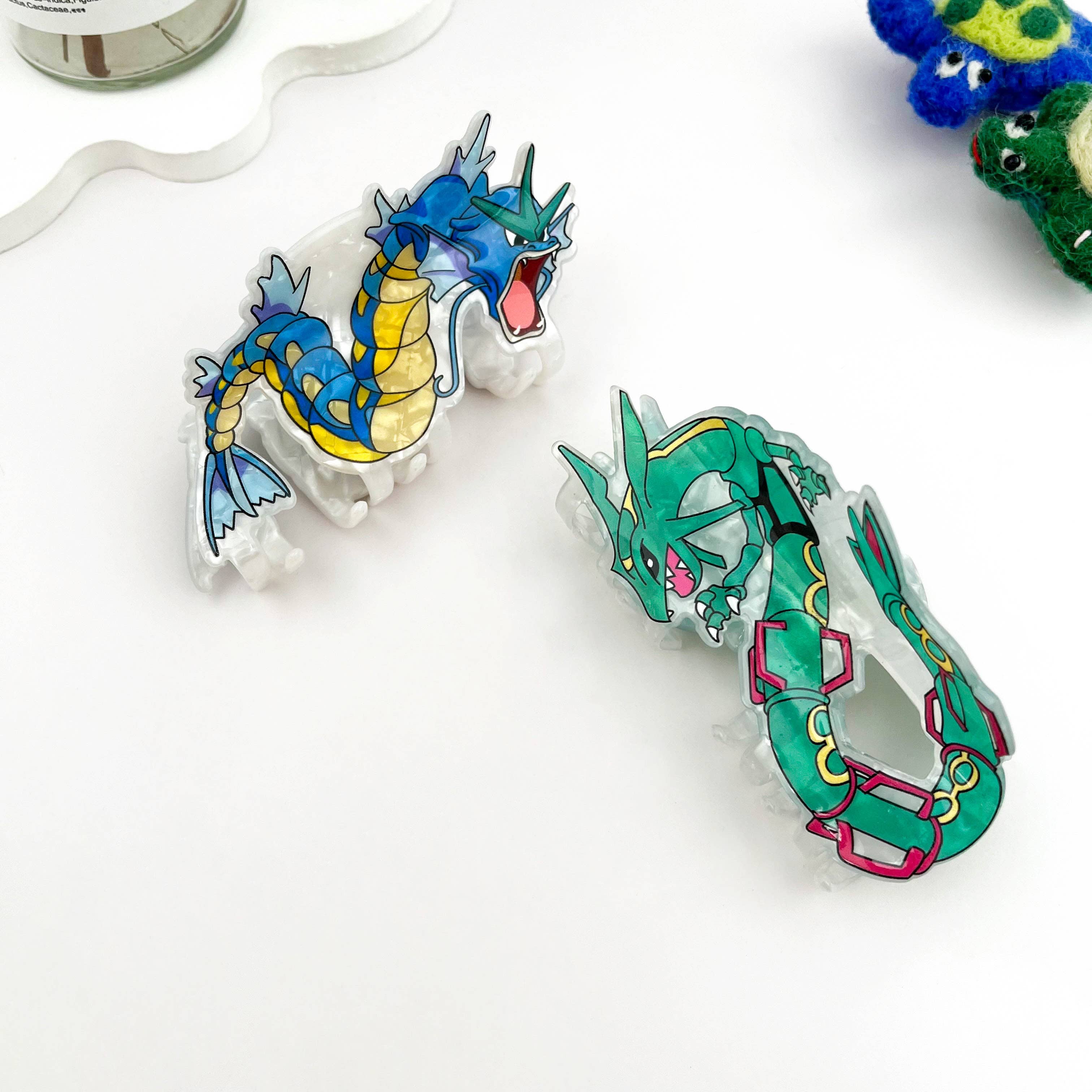 🤖 Mechanical Dragon Seahorse Acrylic Claw Clip – Futuristic: Blue
