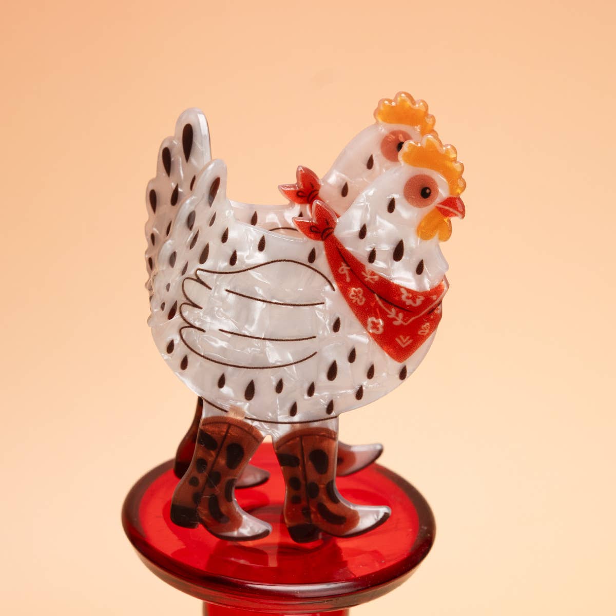 Fun Western Cowboy Bandana & Boots Chicken Hair Claw Clip: Chicken