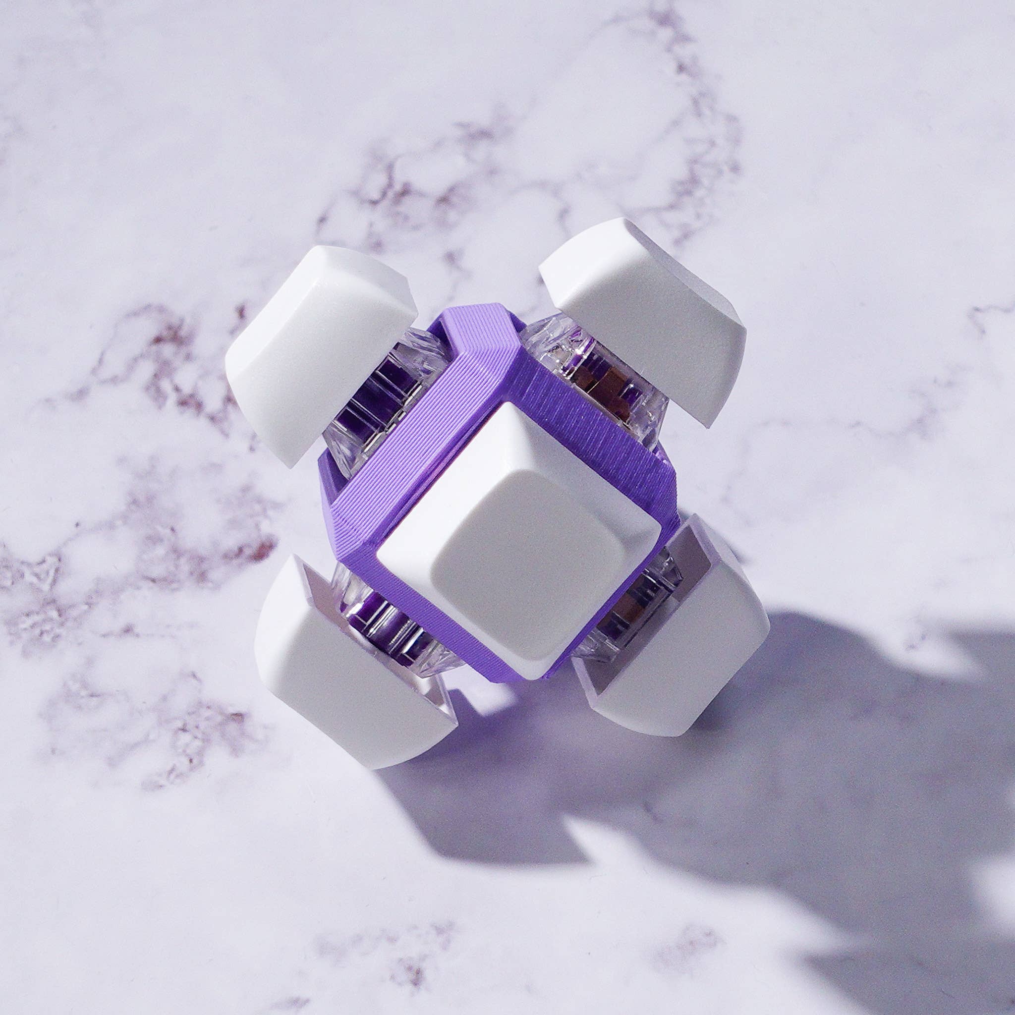 6 Key Cube: Mechanical Keyboard Fidget - Bold Blend: Orange & Light Blue / Clicky