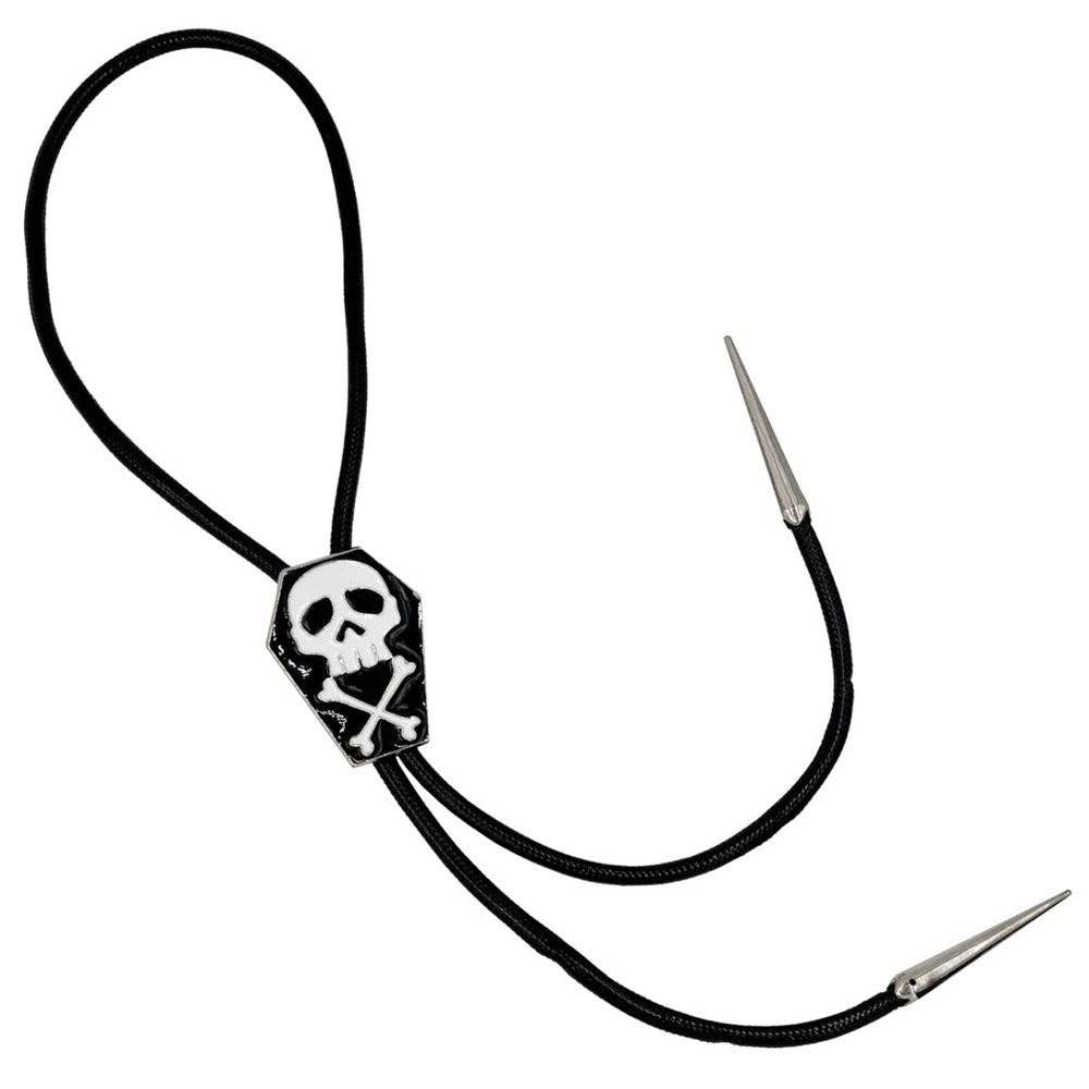 Coffin Skull Bones Bolo Western Tie