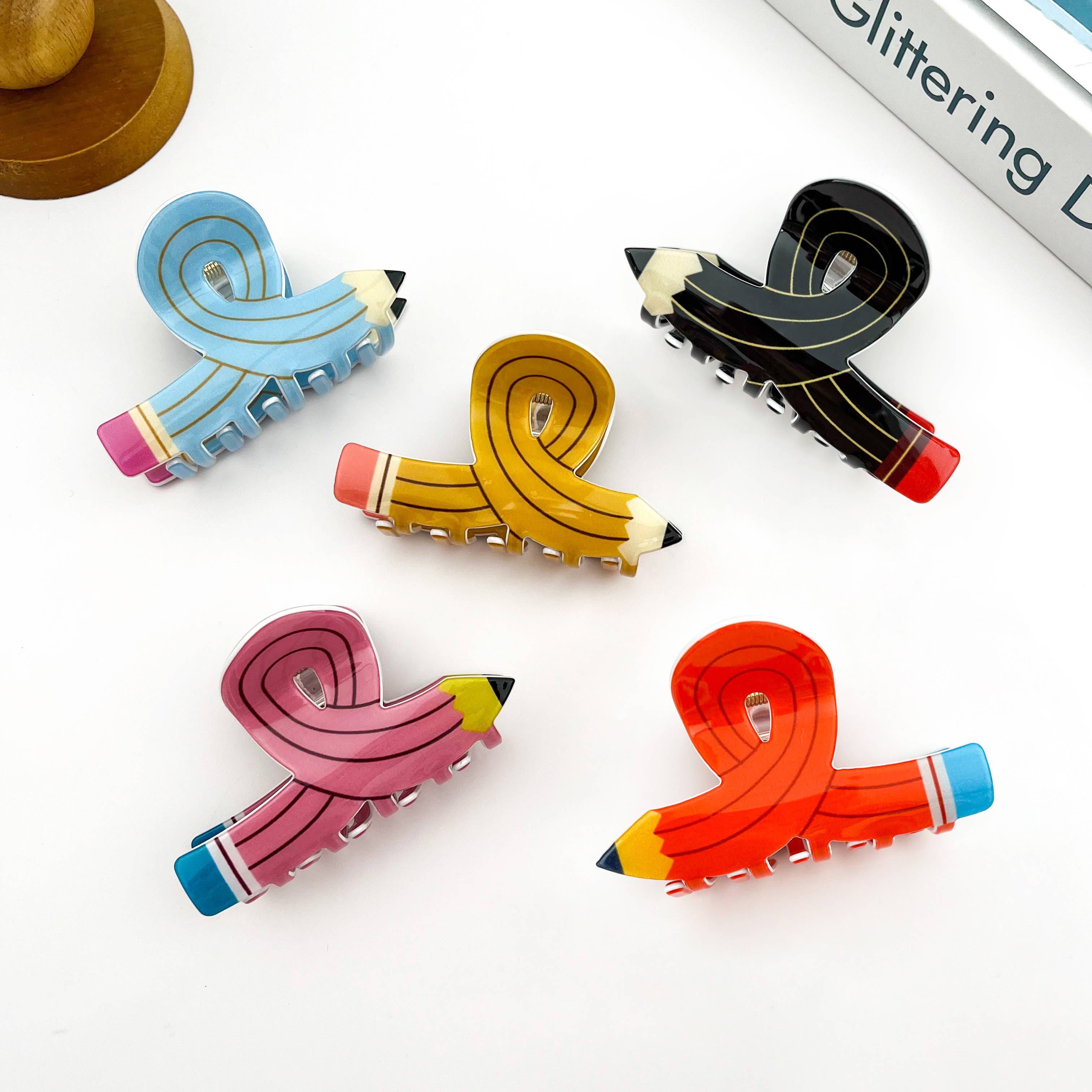 Pencil Claw Clip, Playful Stationery-Inspired Hair Clip: Black