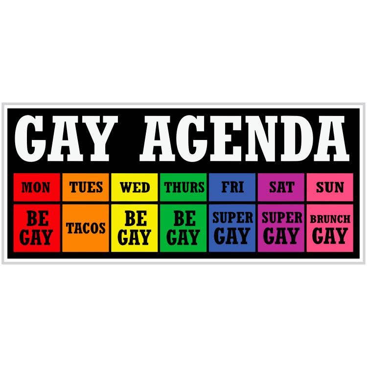 Gay Agenda Sticker: Medium (4.5" W x 2" H)