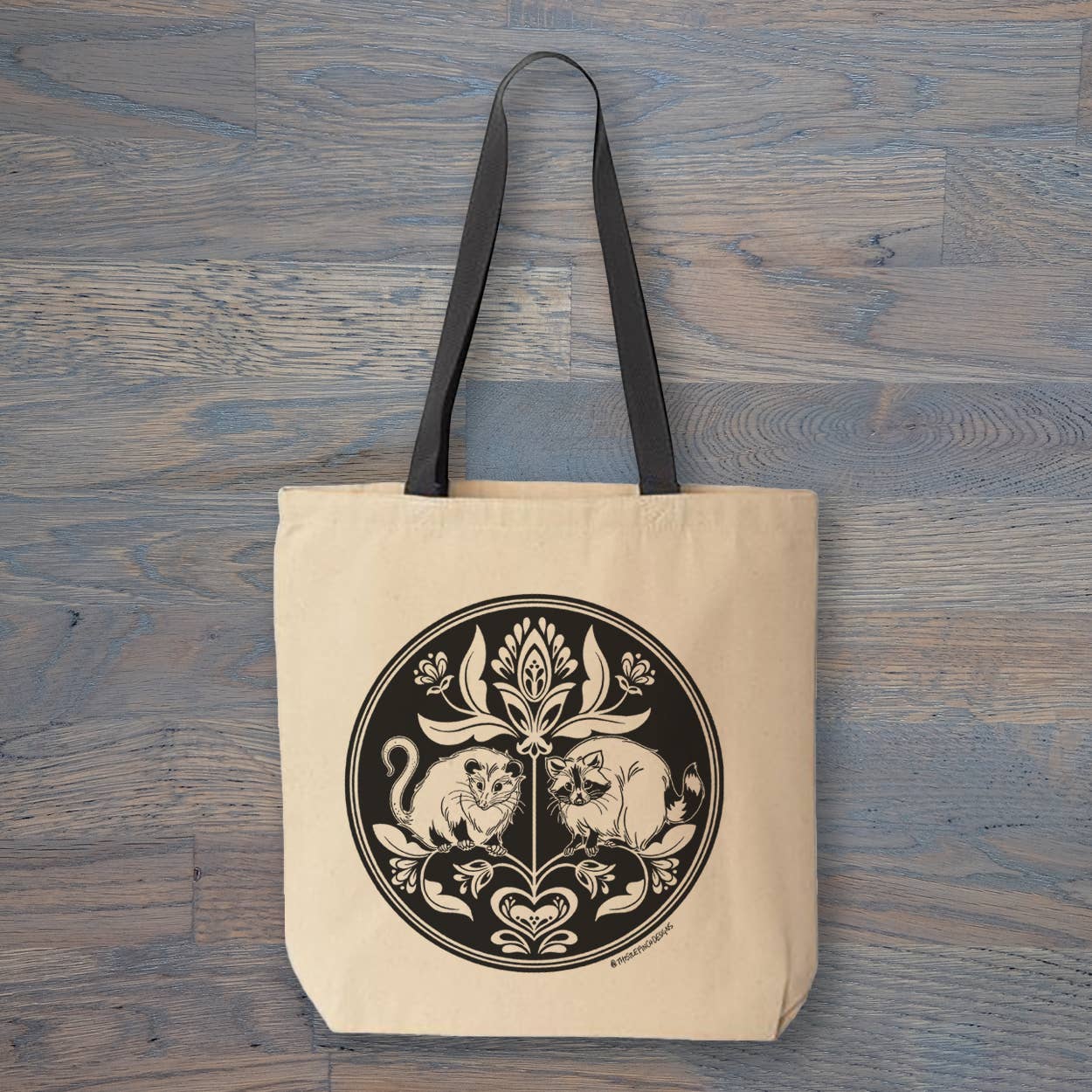 Raccoon & Opossum Hex Sign Tote Bag