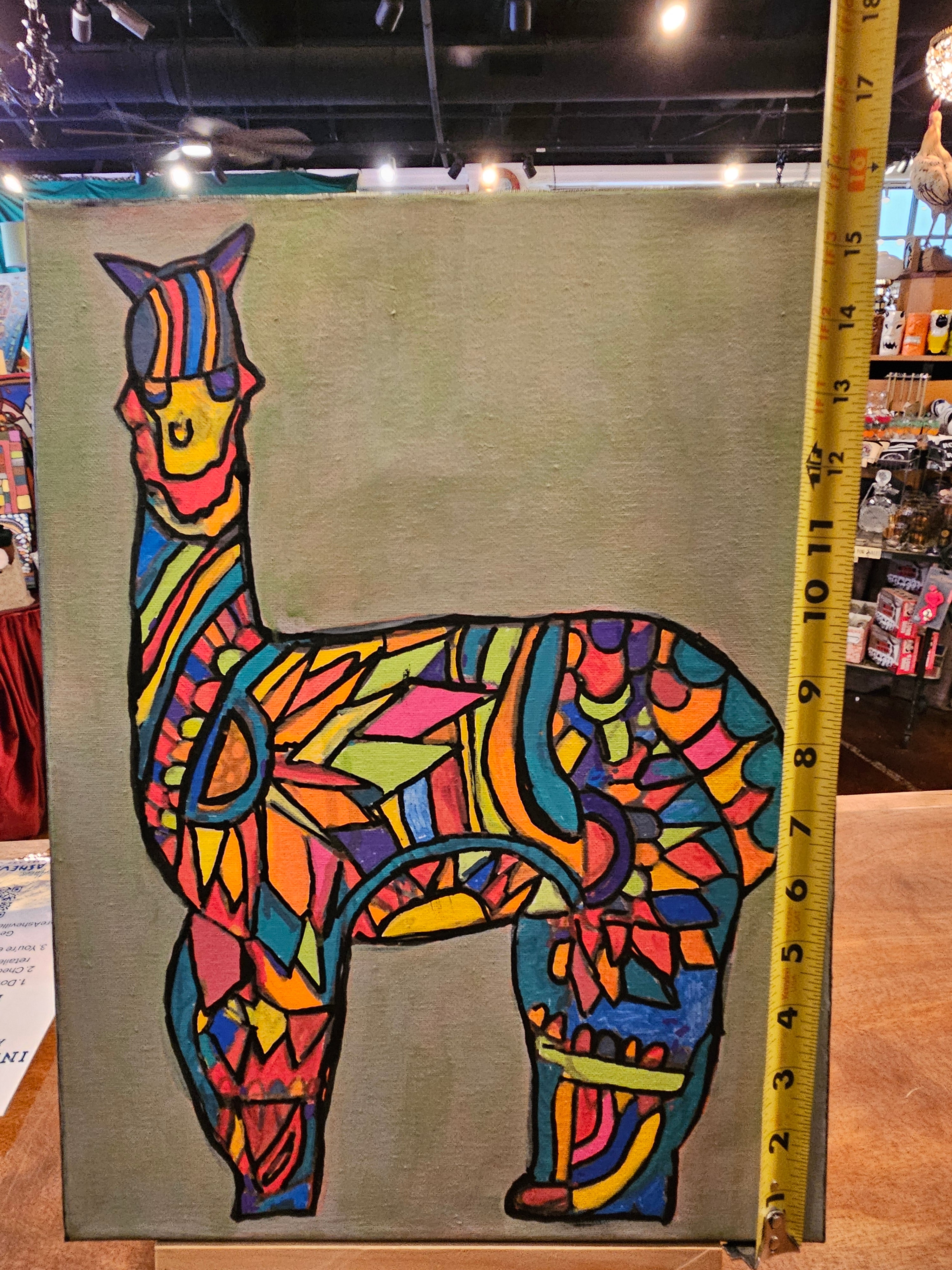 Sequoyah Margroski Acrylic Painting on Canvas - "Llama Llama"