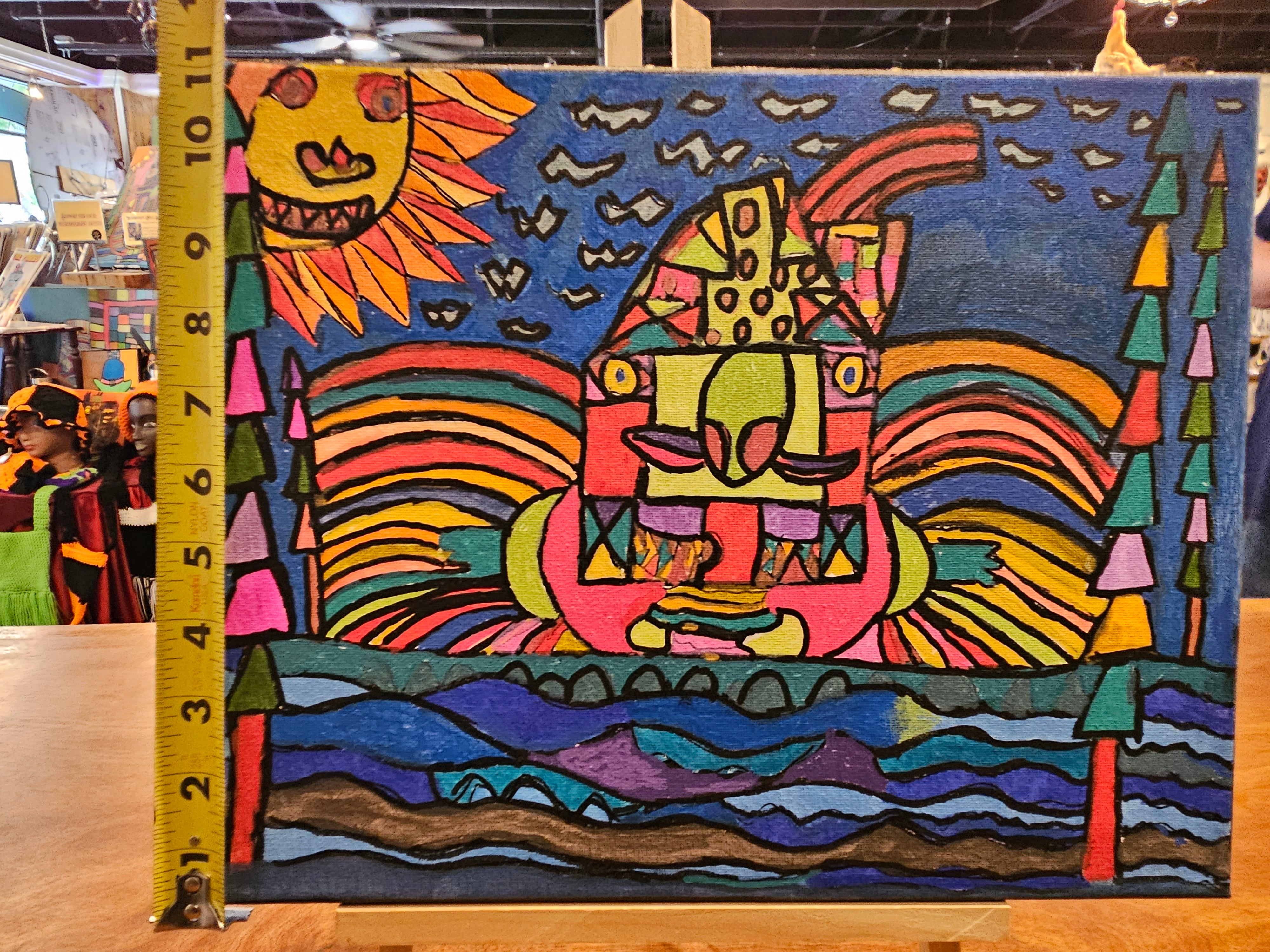 Sequoyah Margroski Acrylic Painting on Canvas - "Monster House Abstract"