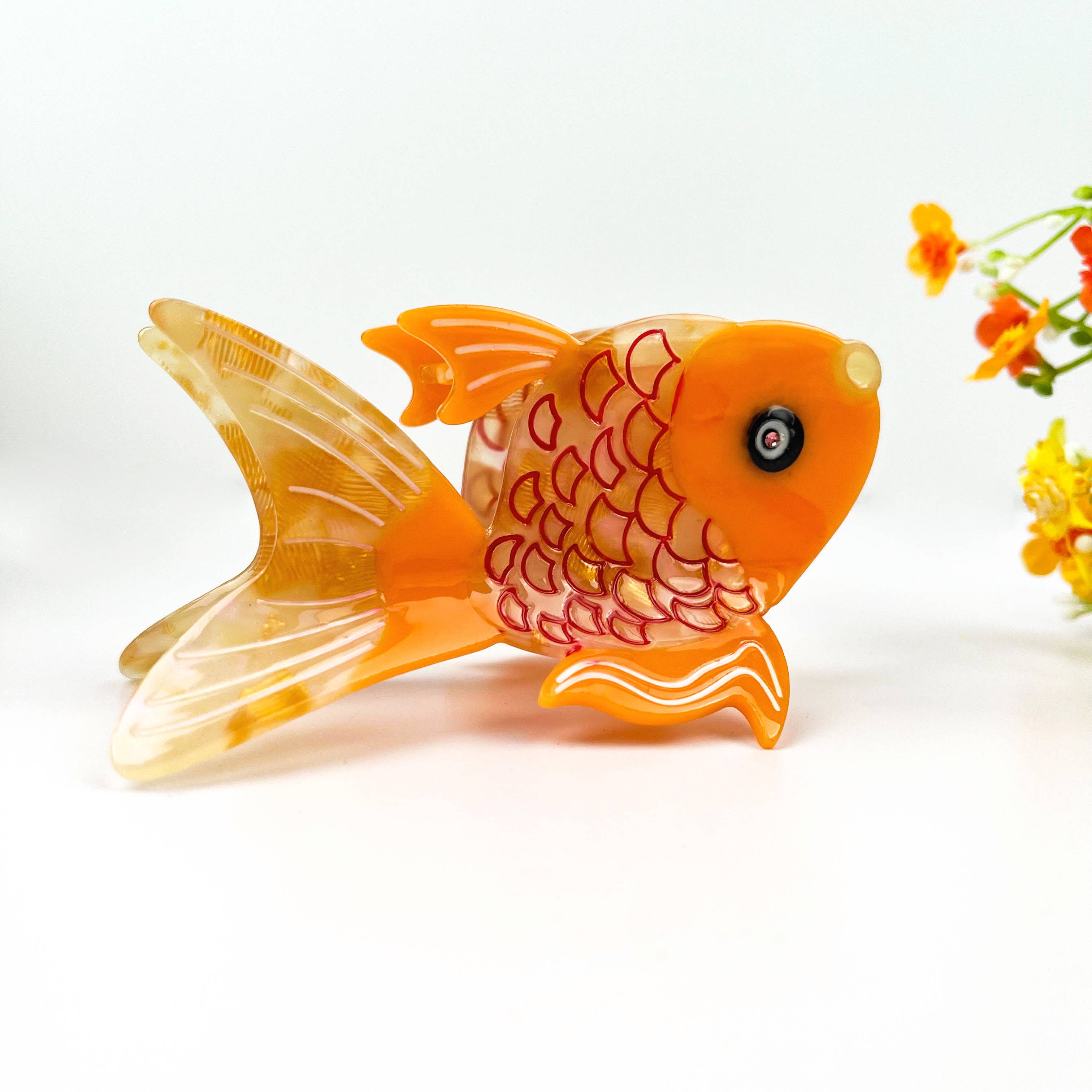 Goldfish Acetate Patchwork Hair Claw Clip: Gold