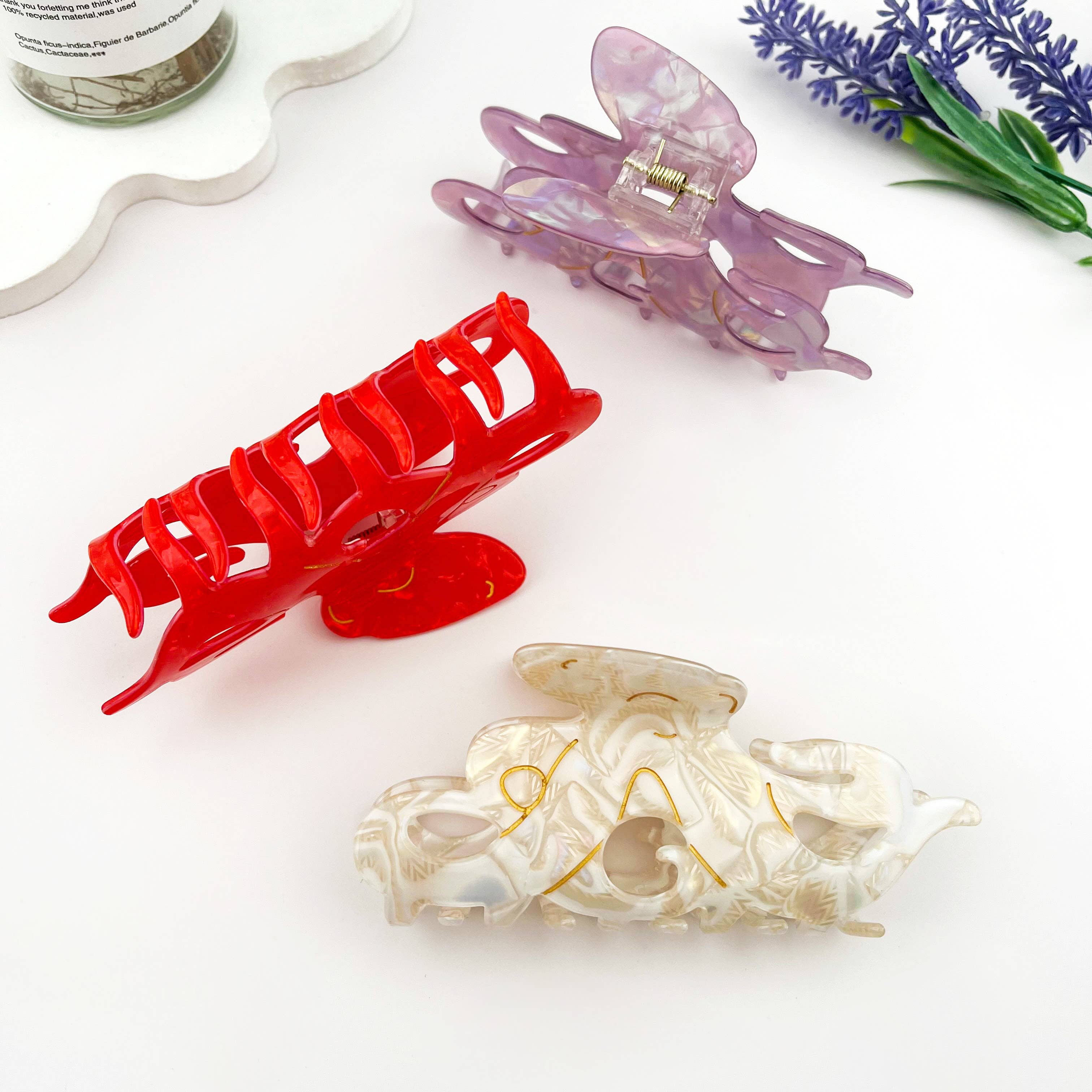 Iridescent Octopus Hair Claw, Ocean Animal Hair Clip: Purple