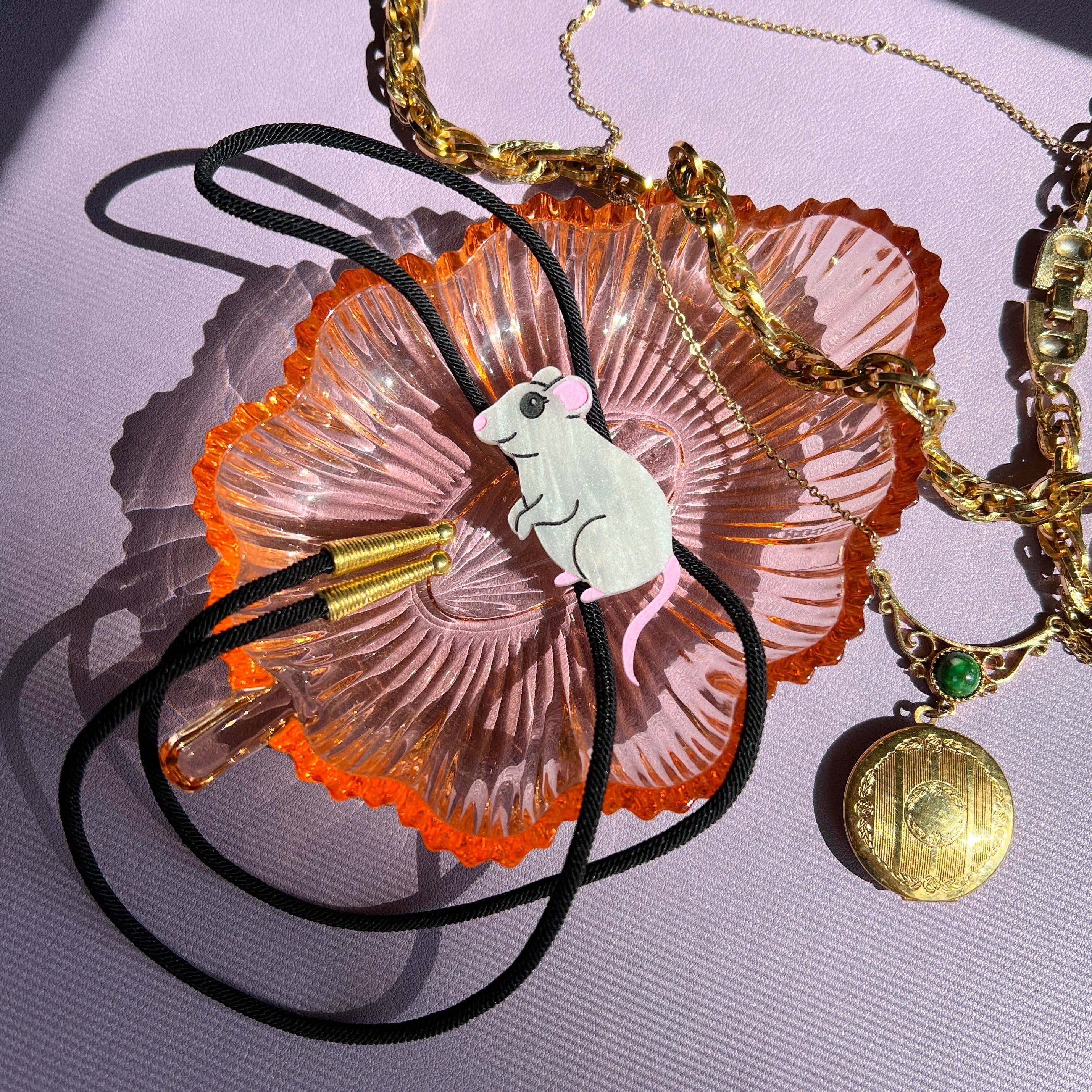 Rat bolo tie (handmade): 17"