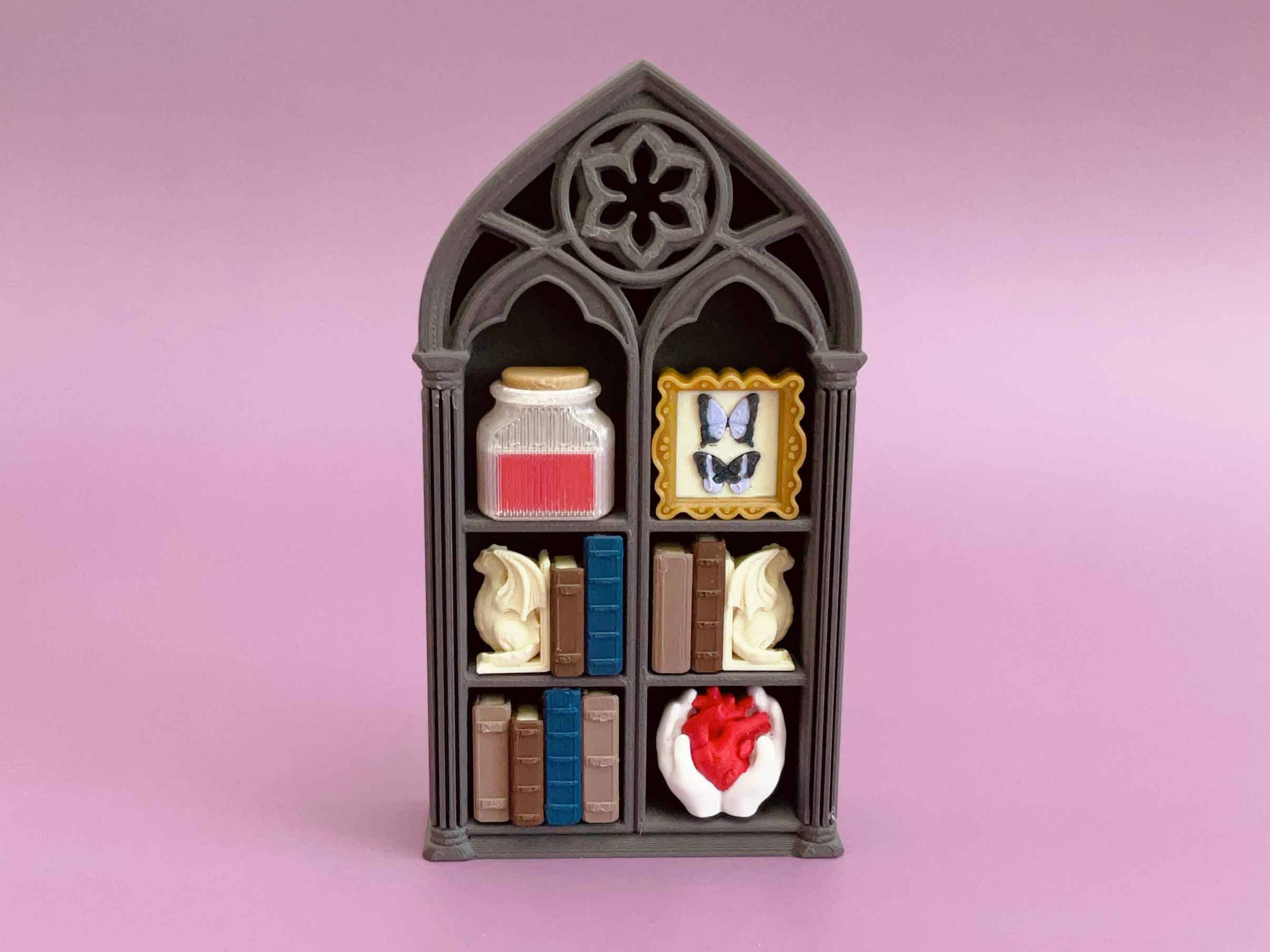 Gothic Library Clicker 3D Printed Fidget Keychain 3x2 Shelves