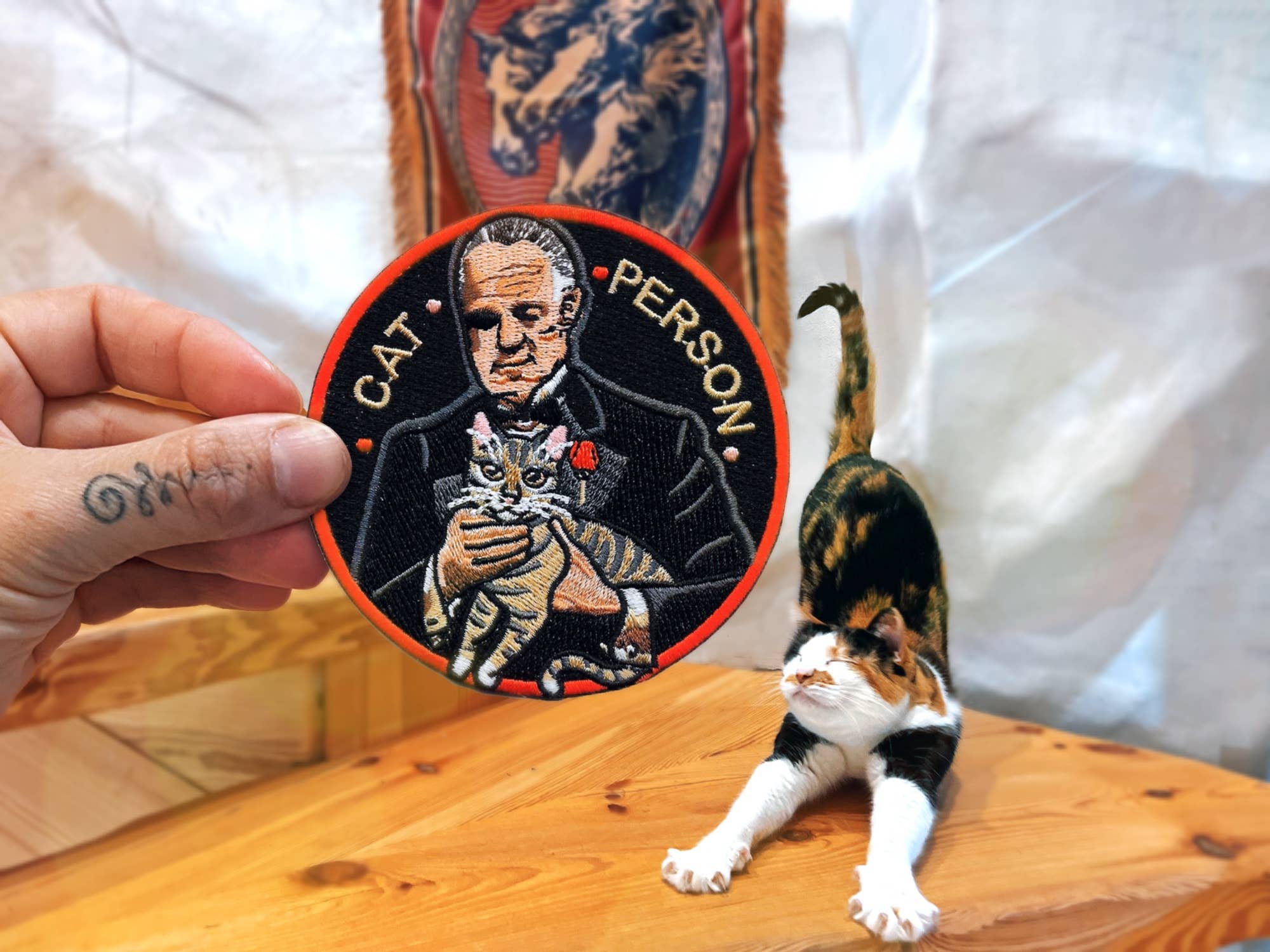 Godfather Cat Person stick-on patch