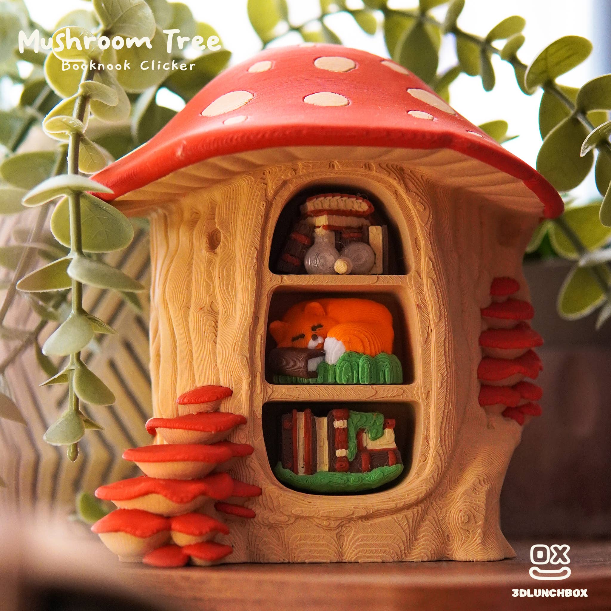 Mushroom Tree House Clicker 3D Print Fidget