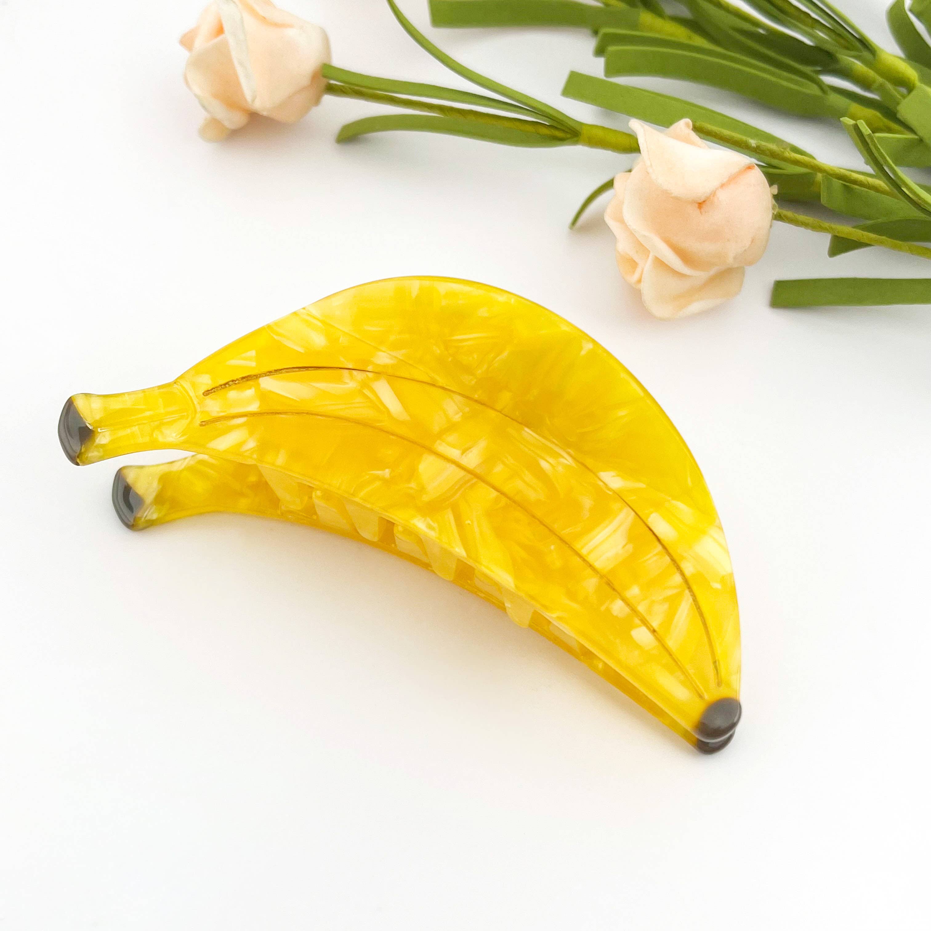 Yellow Banana Acetate Hair Claw Clip, Fruit Hair Accessory: Yellow