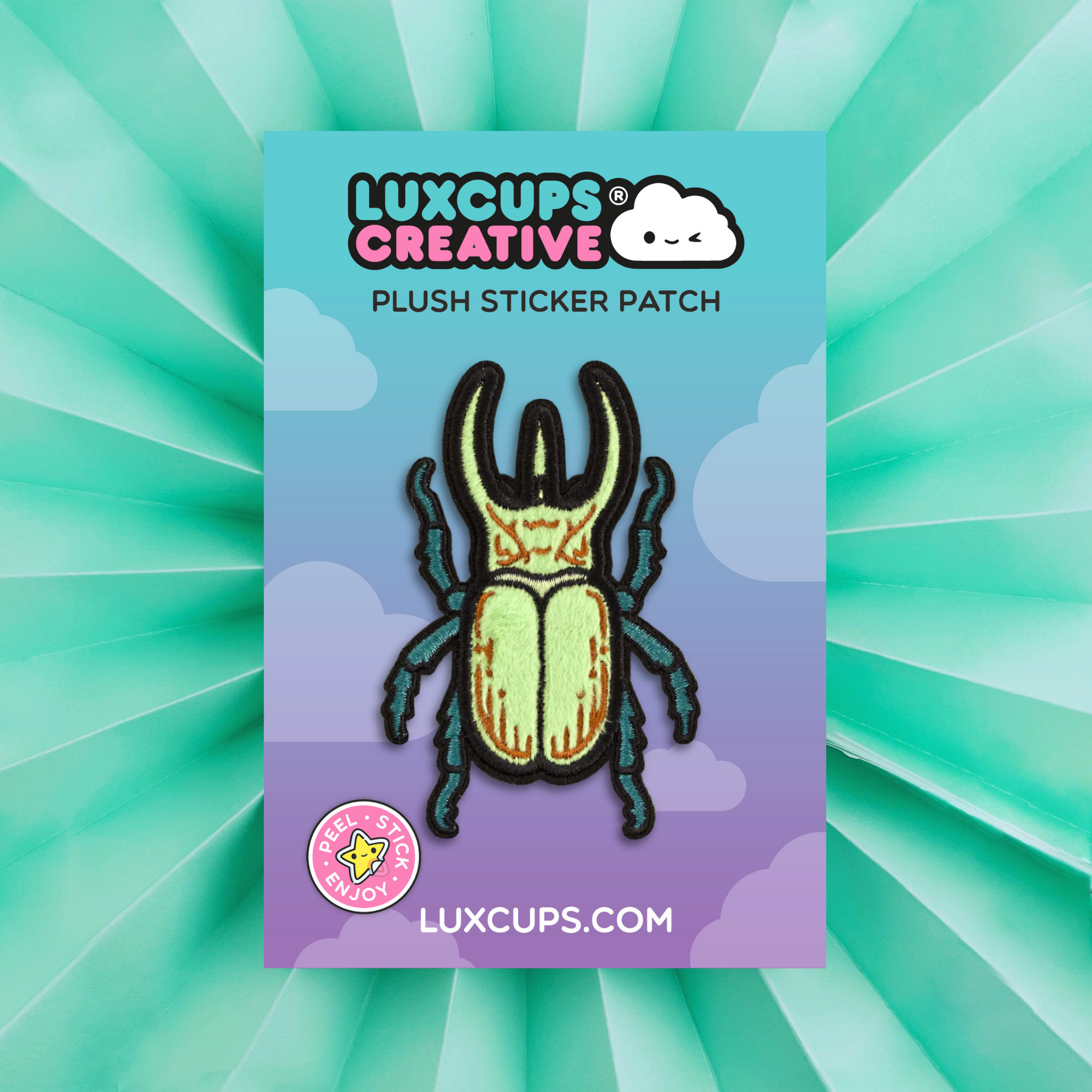 Beetle Fuzzy Plush Patch -Adhesive Backed for Sewing On