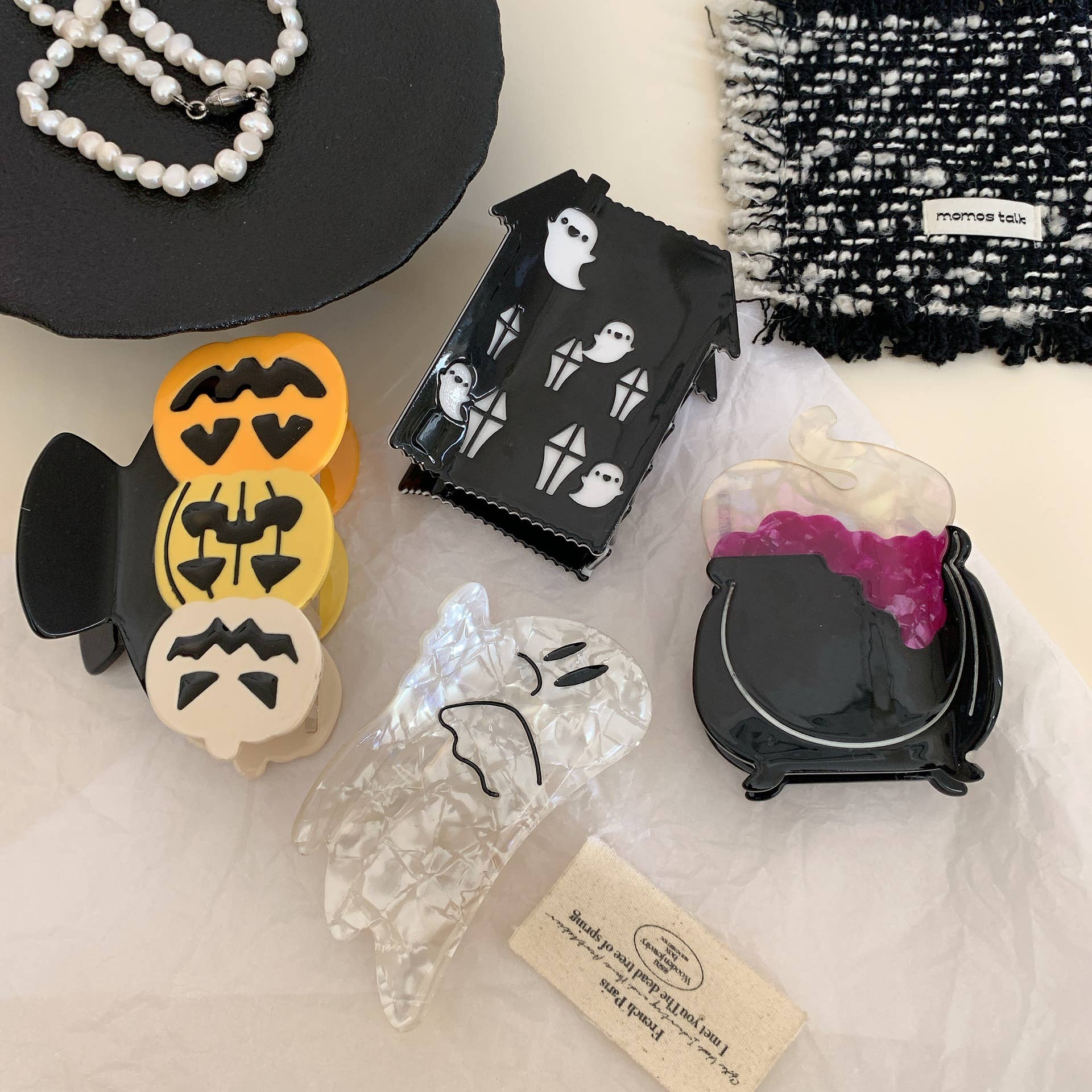 Festive Halloween Hair Claw,  Ghost & Pumpkin Hair Clips: Ghost