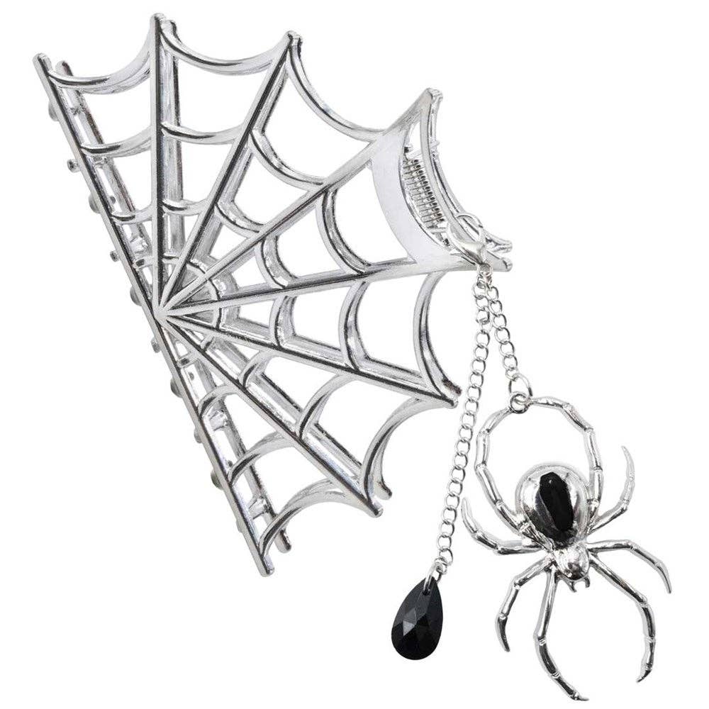 Spider Charm Web Claw Clip Silver