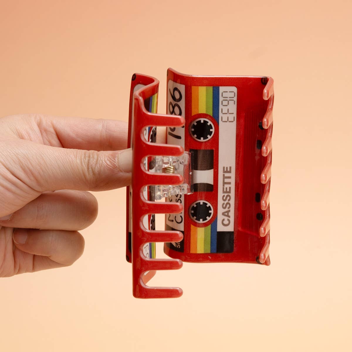 Mix Tape Classic Year 1986 Cassette Hair Claw Clip: Red