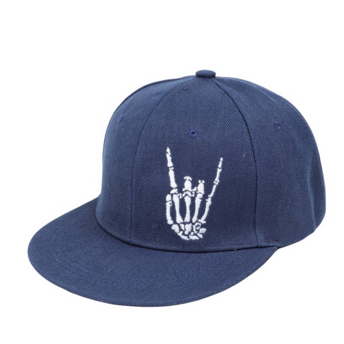 NEW SKULL FINGER EMBROIDERED BASEBALL CAP_CWAH1130: Black / (OS) 2