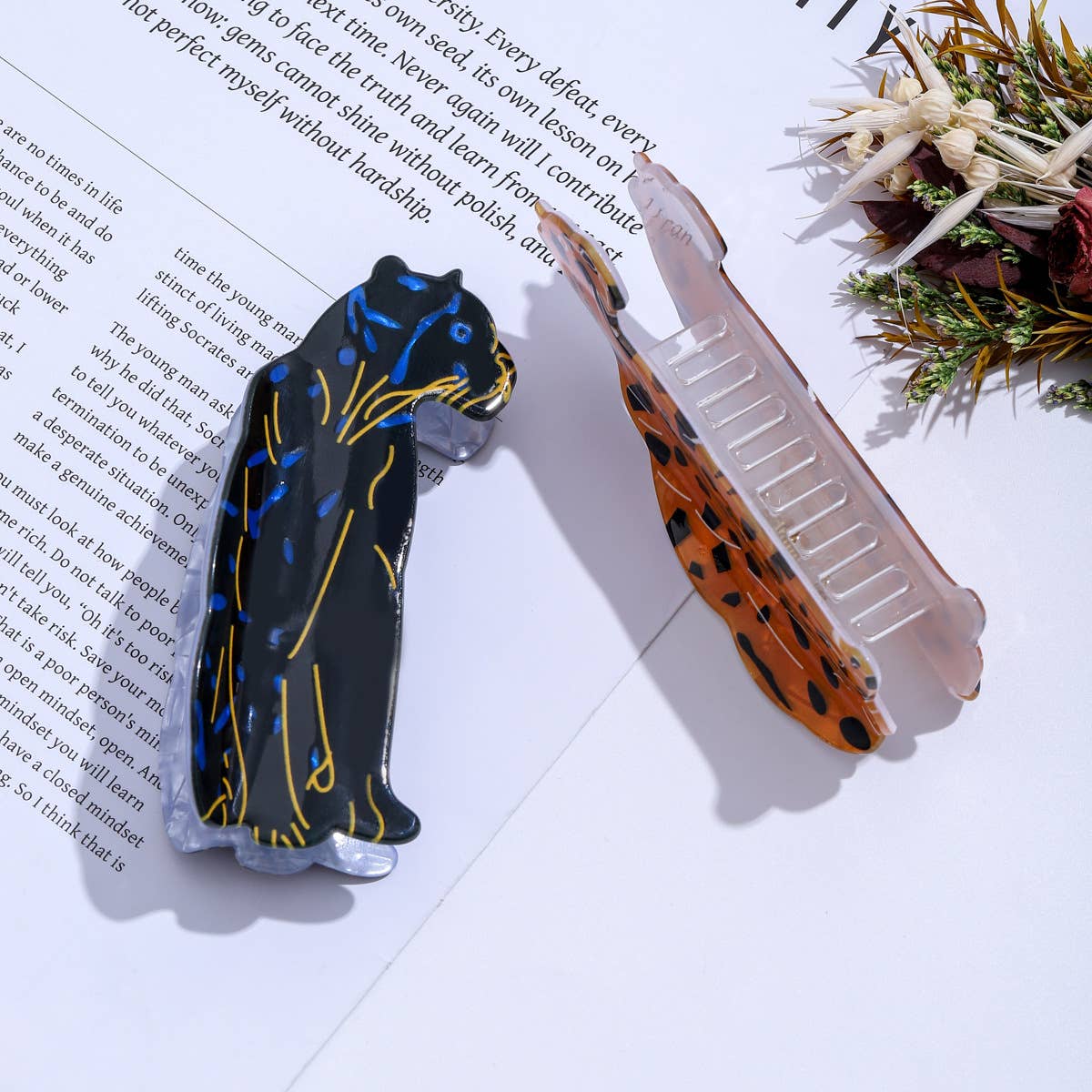Leopard Panther Shaped Animal Print Hair Claw Clip: Leopard