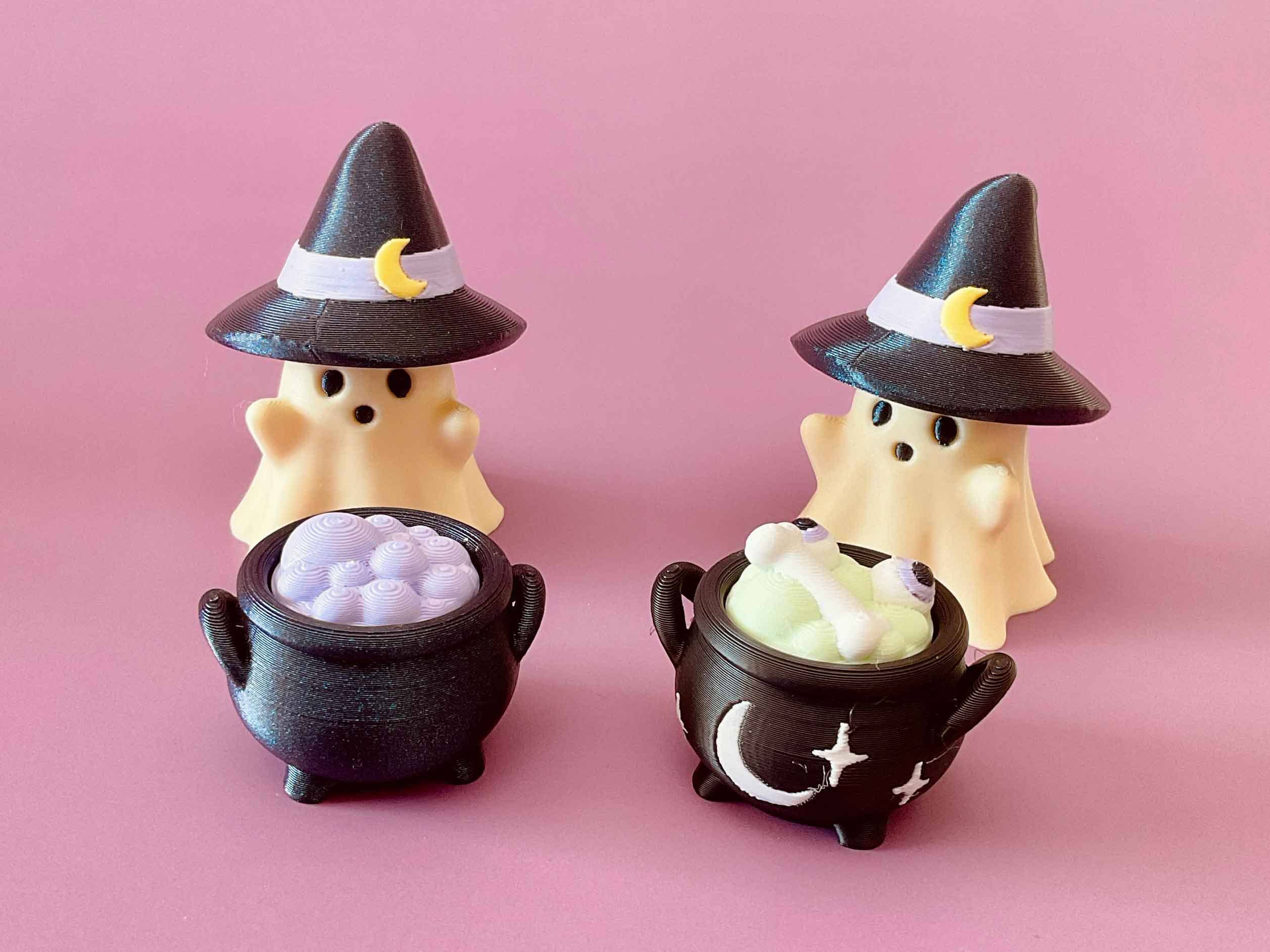 Witch’s Lair Halloween Clicker 3D Printed Fidget Keychain: Ghost Witch