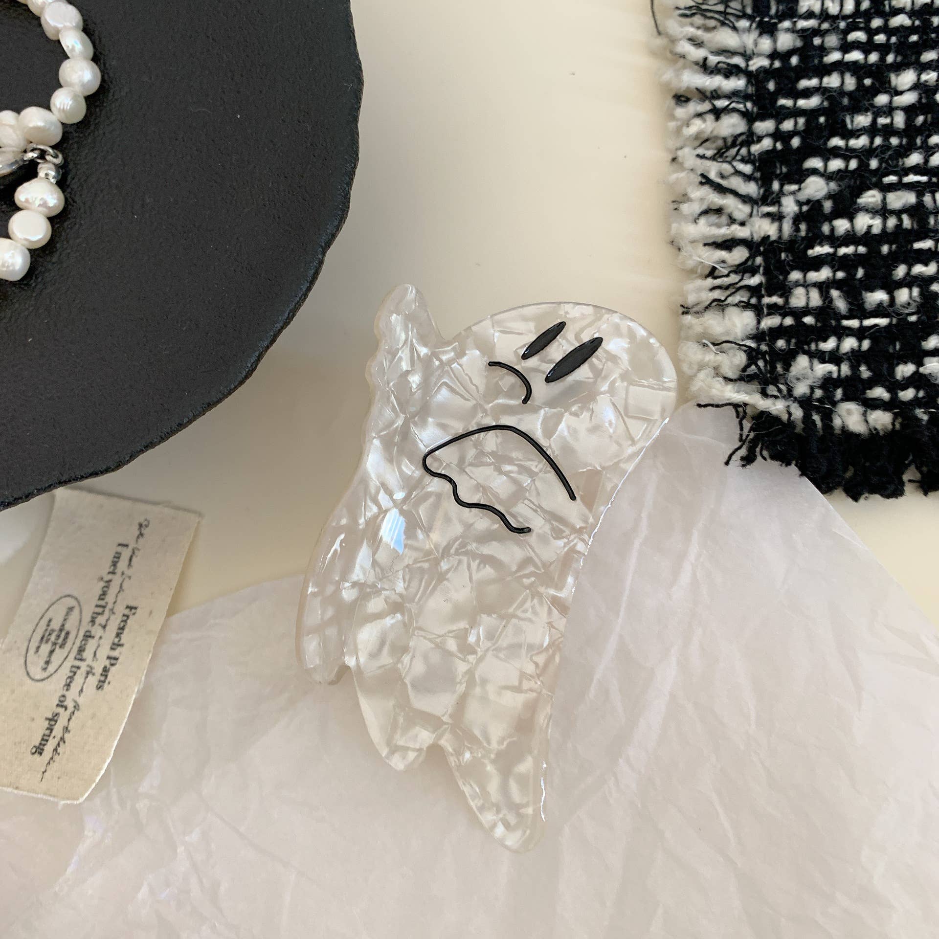 Festive Halloween Hair Claw,  Ghost & Pumpkin Hair Clips: Ghost