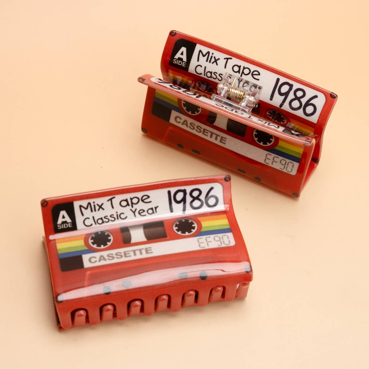 Mix Tape Classic Year 1986 Cassette Hair Claw Clip: Red