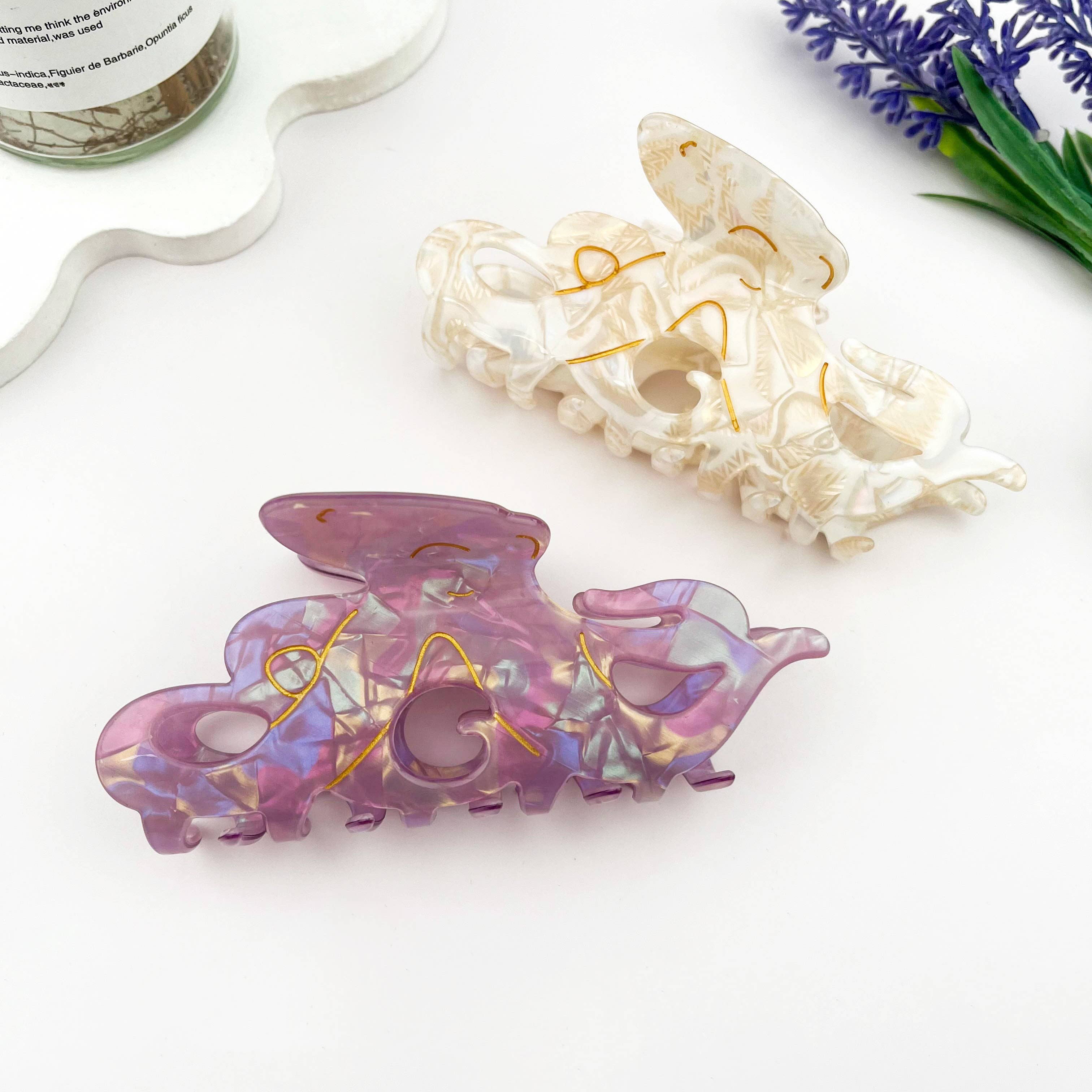 Iridescent Octopus Hair Claw, Ocean Animal Hair Clip: Purple