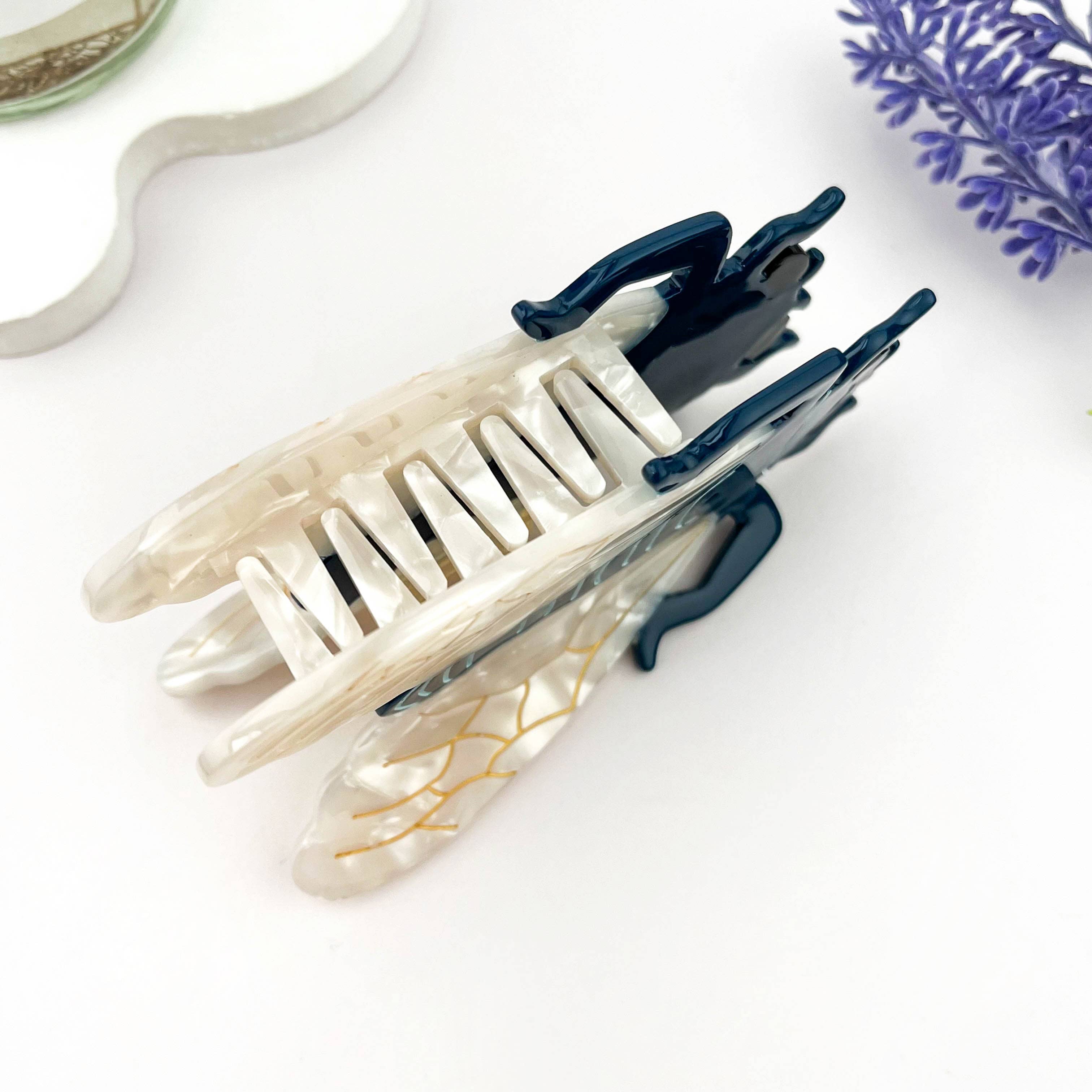 Cicada Patchwork Acetate Hair Claw Clip