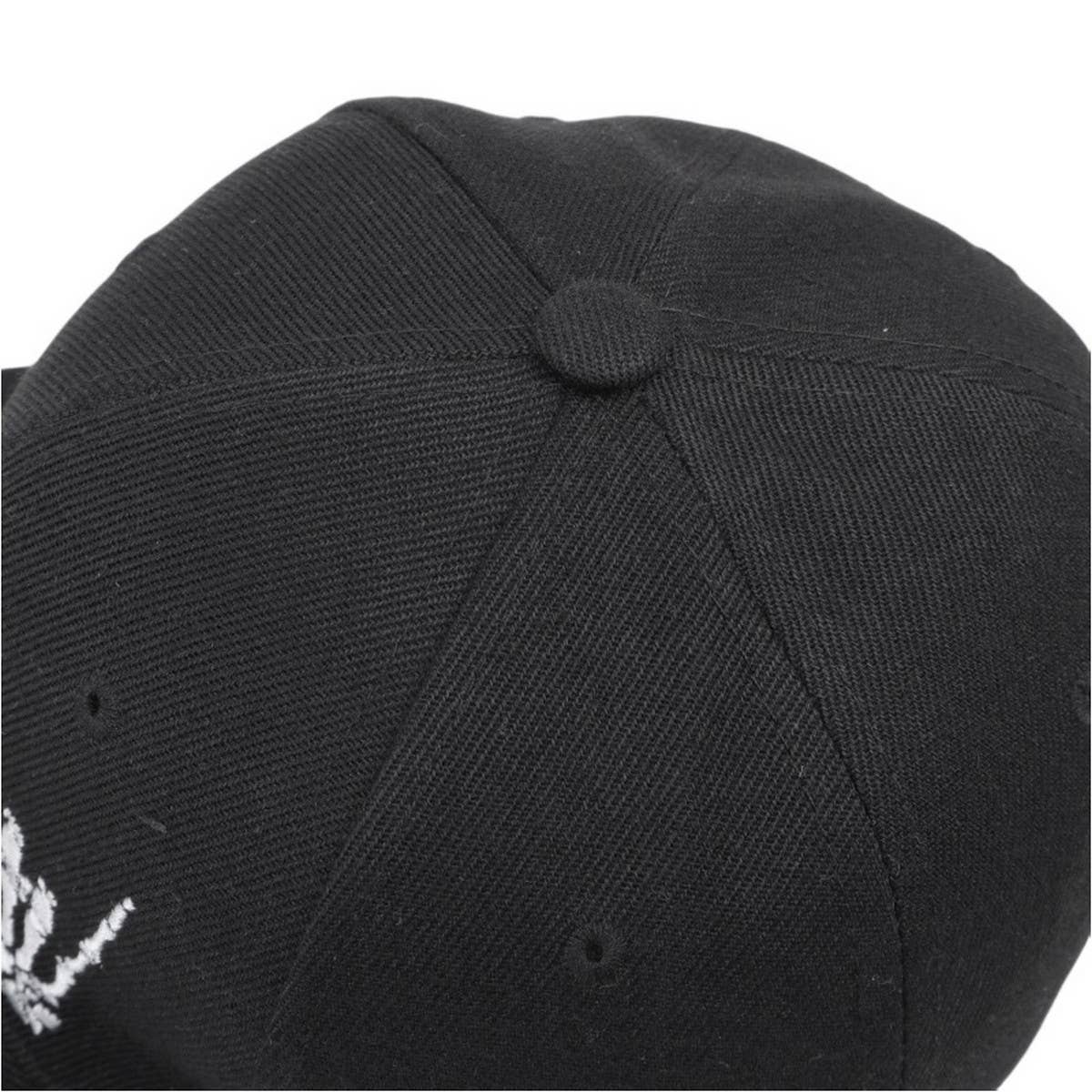 NEW SKULL FINGER EMBROIDERED BASEBALL CAP_CWAH1130: Black / (OS) 2