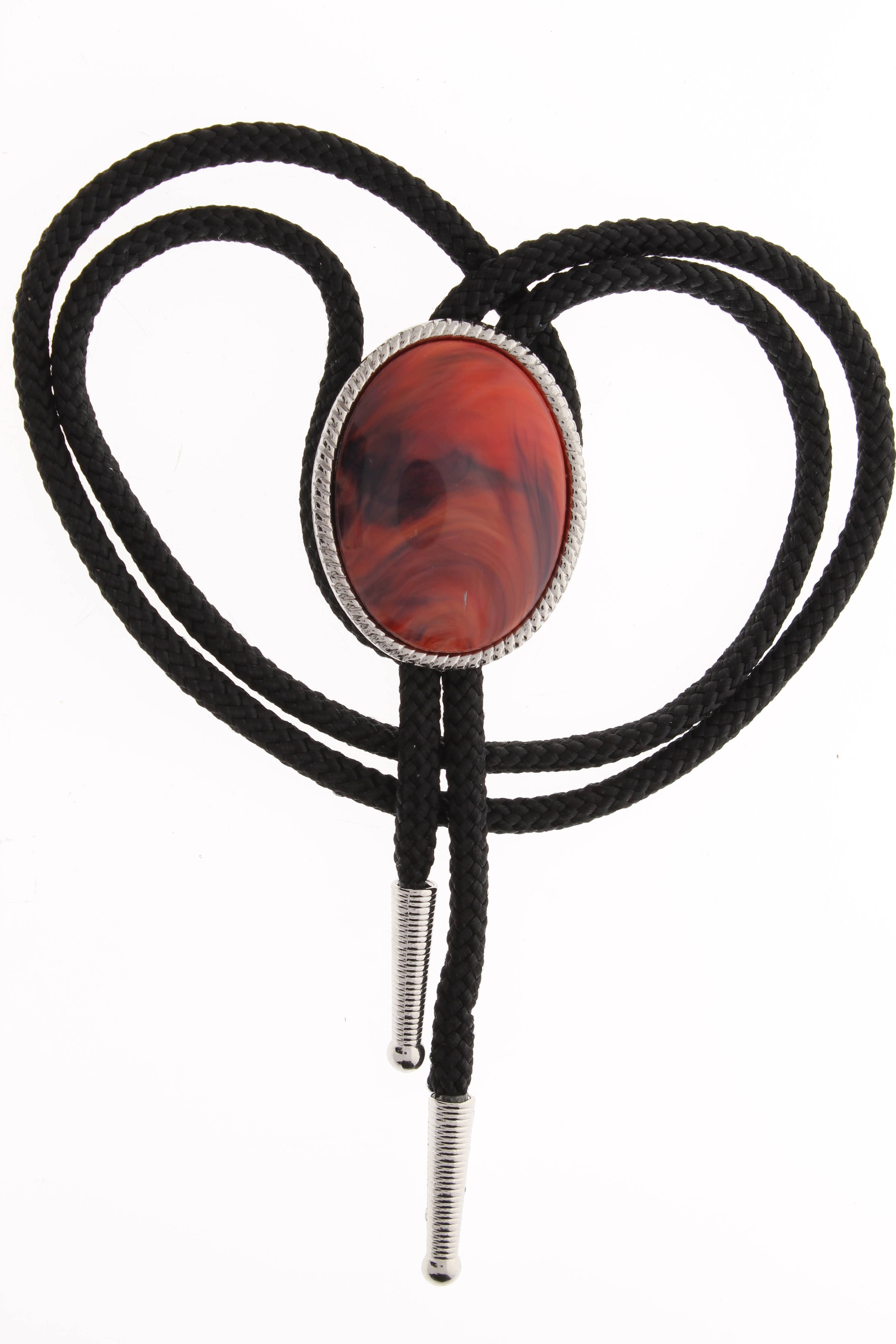 Amber Bolo, (acrylic Cab)  Black cord silver tips