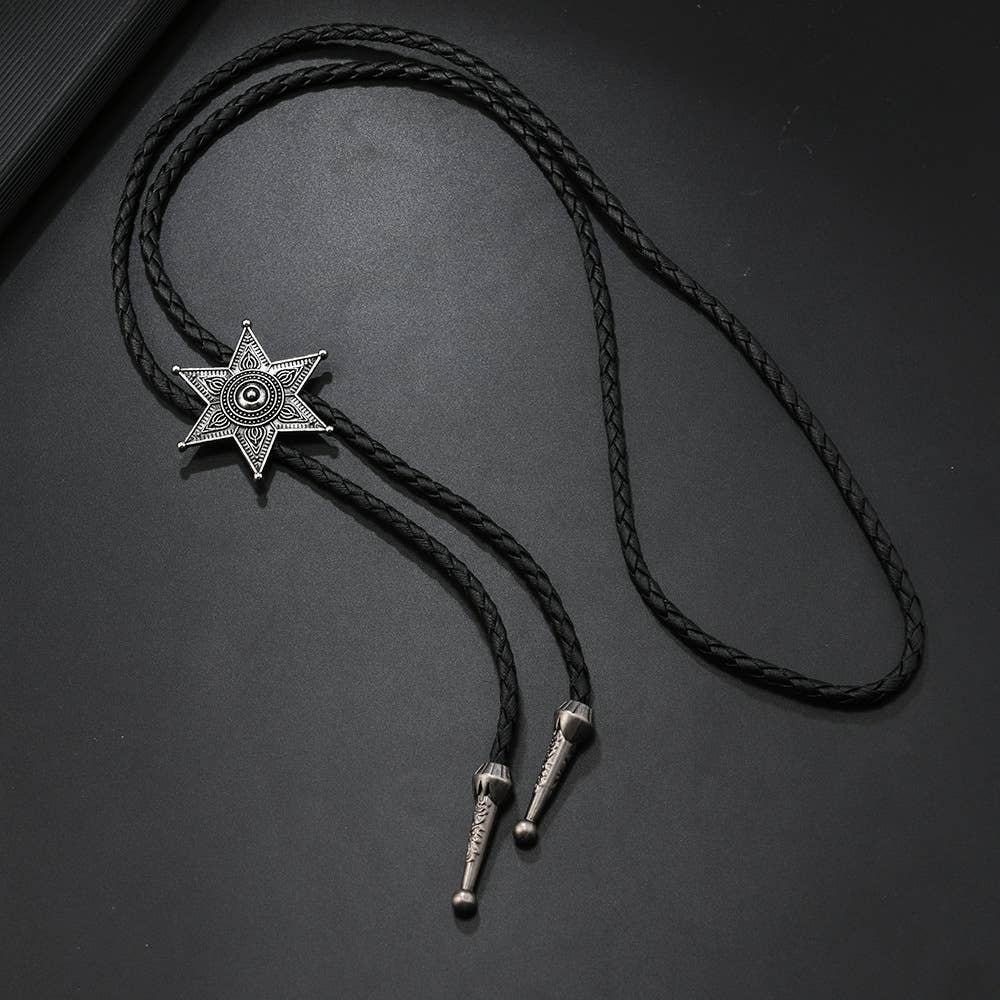 Western Six-Pointed Star Bolo Tie Necklace: Color / M