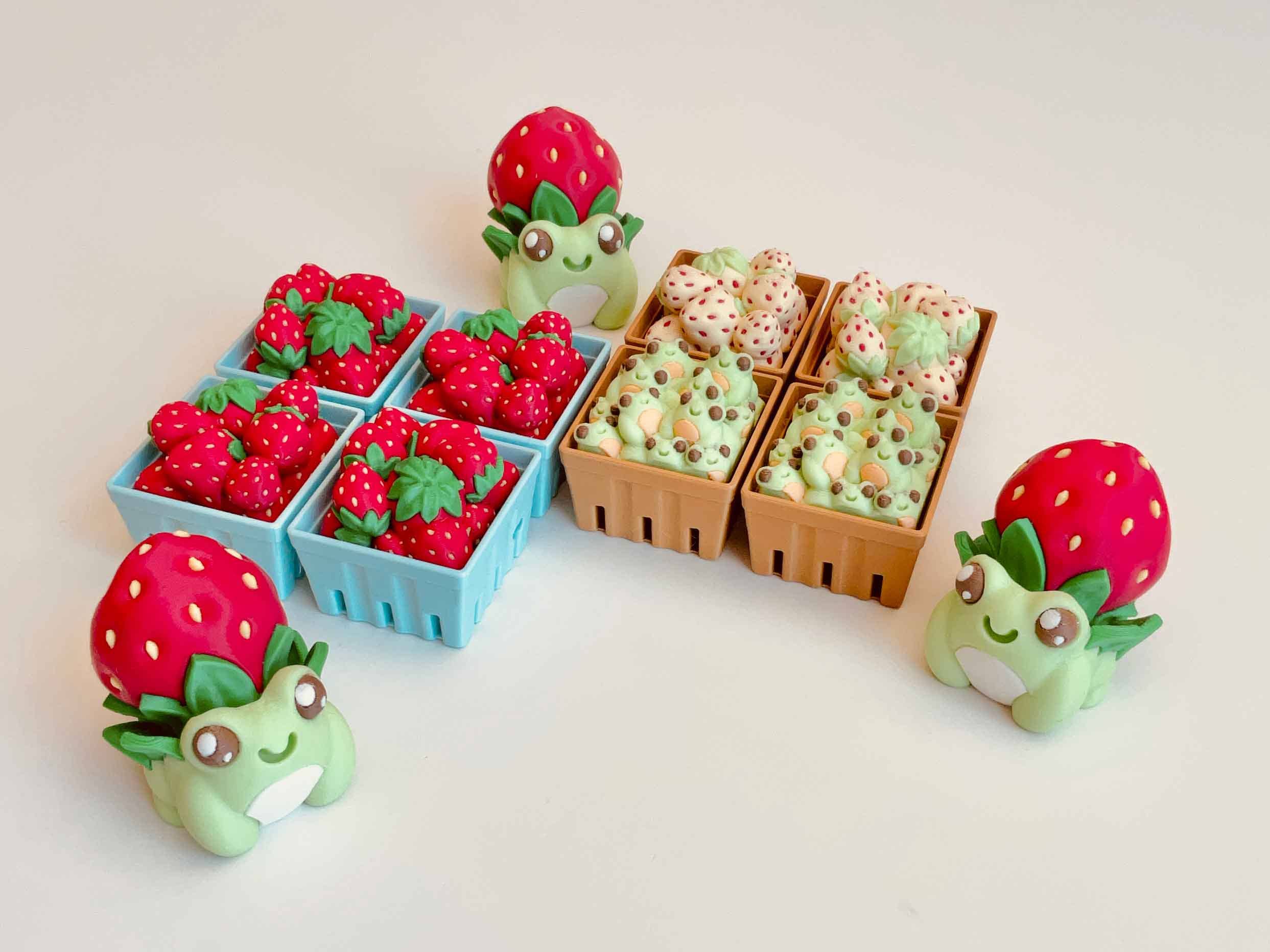 Basket of Strawberries and Frogs Clicker 3D Printed Fidget: Basket of Strawberries / Red