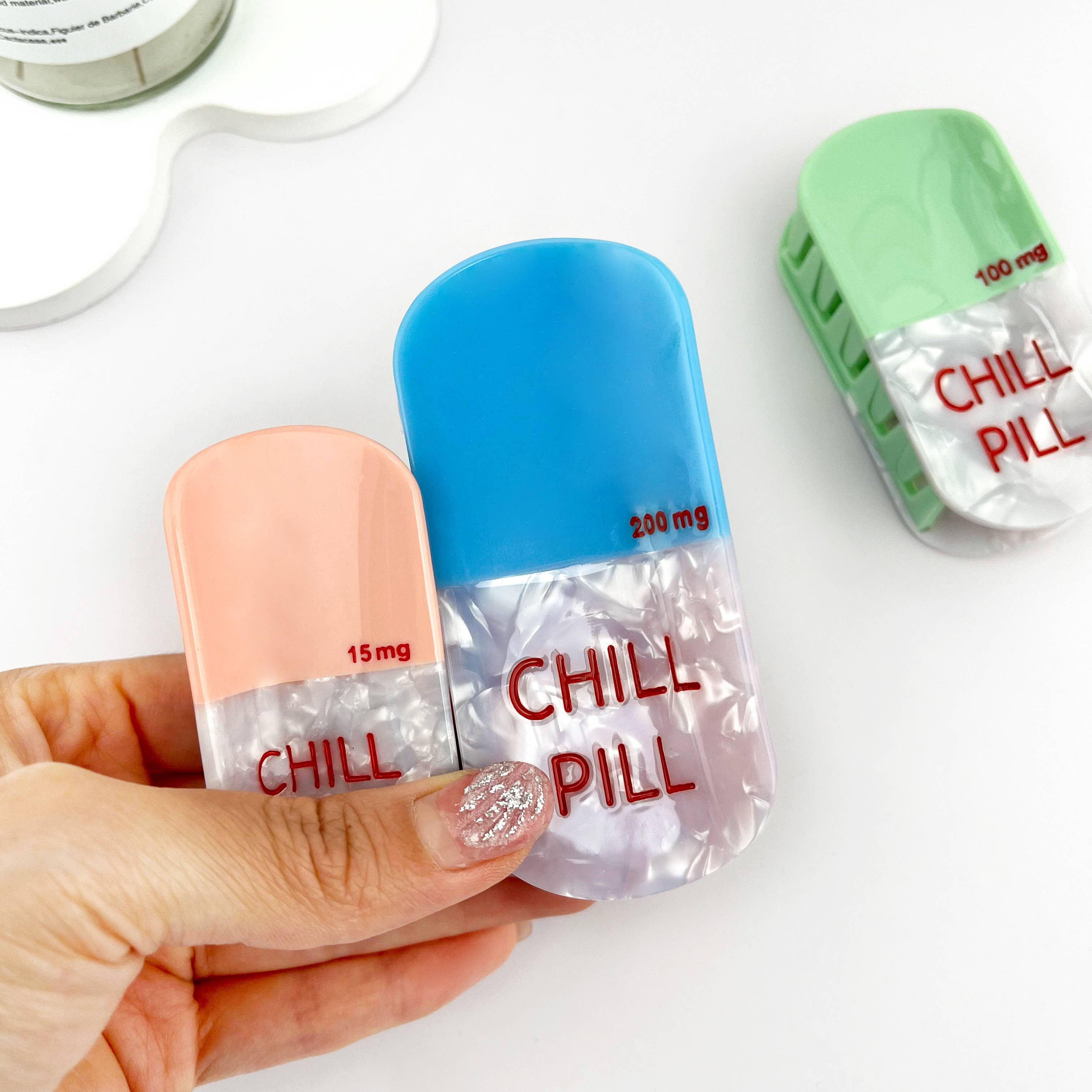 Sweet Dream Sleep Pill Acetate Hair Claw Clip: Blue