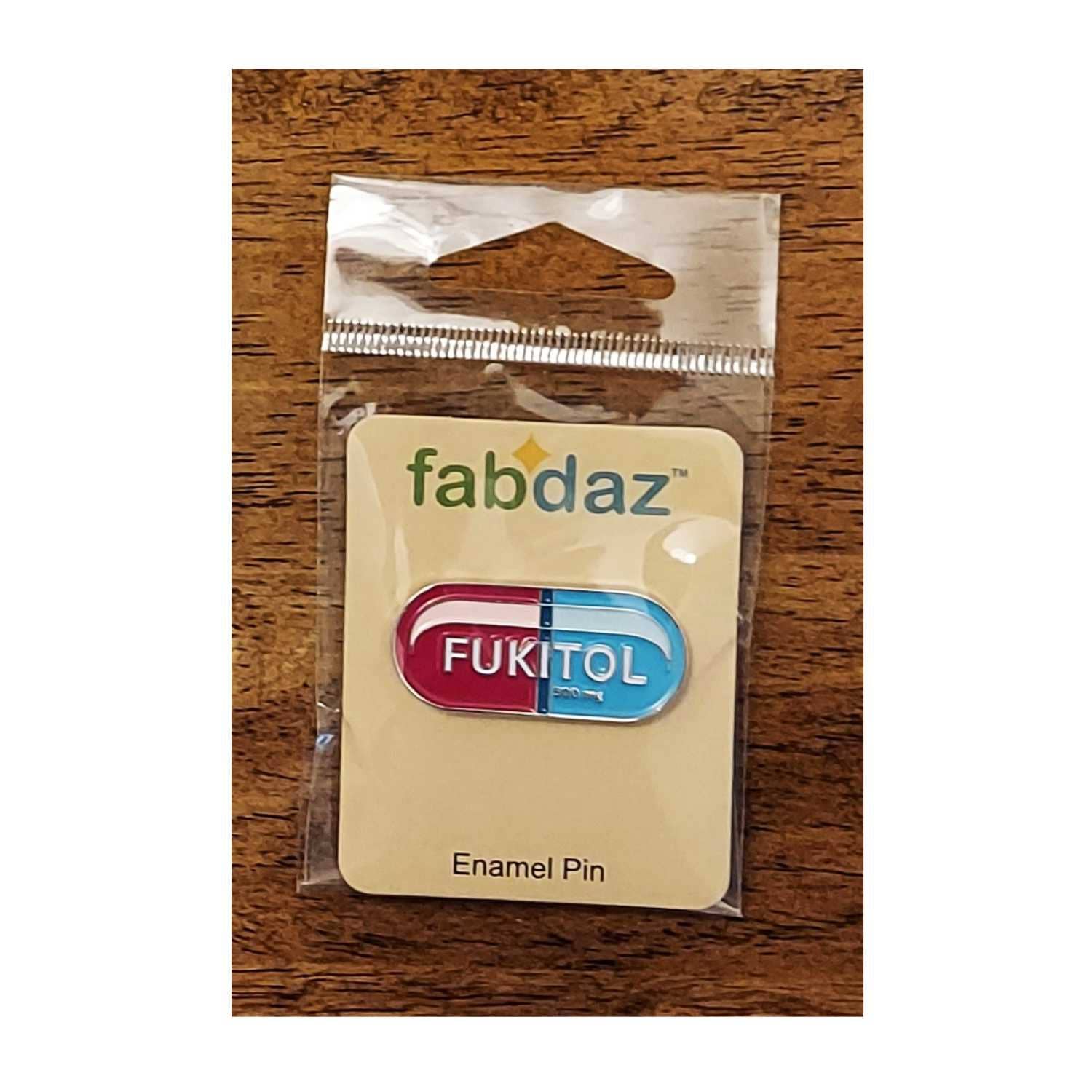 FUKITOL 500 mg Pill Enamel Pin with Metal Frame