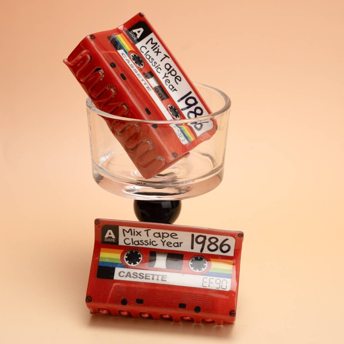 Mix Tape Classic Year 1986 Cassette Hair Claw Clip: Red