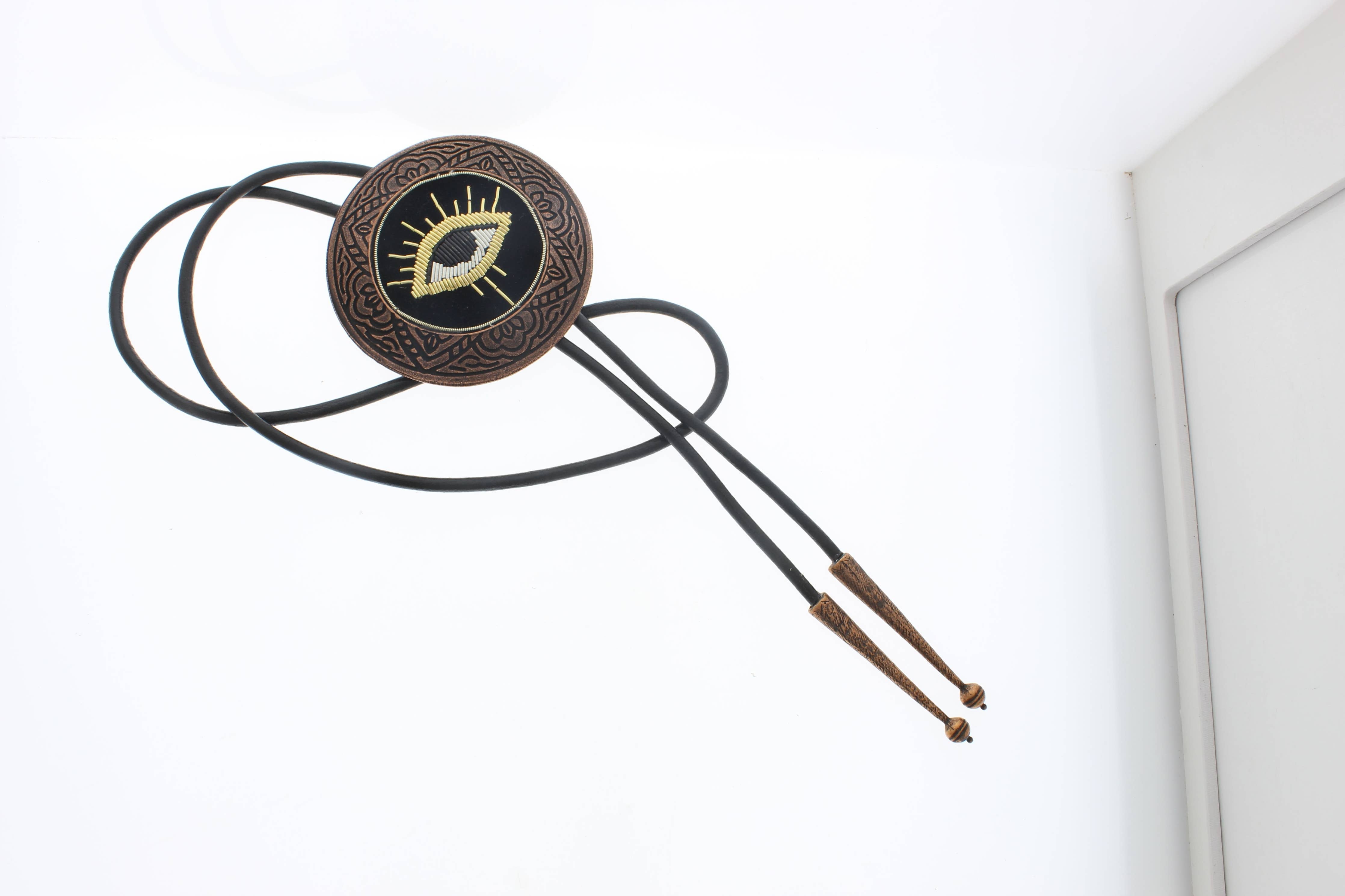 Eye of the West Bolo Tie Black Leather Cord