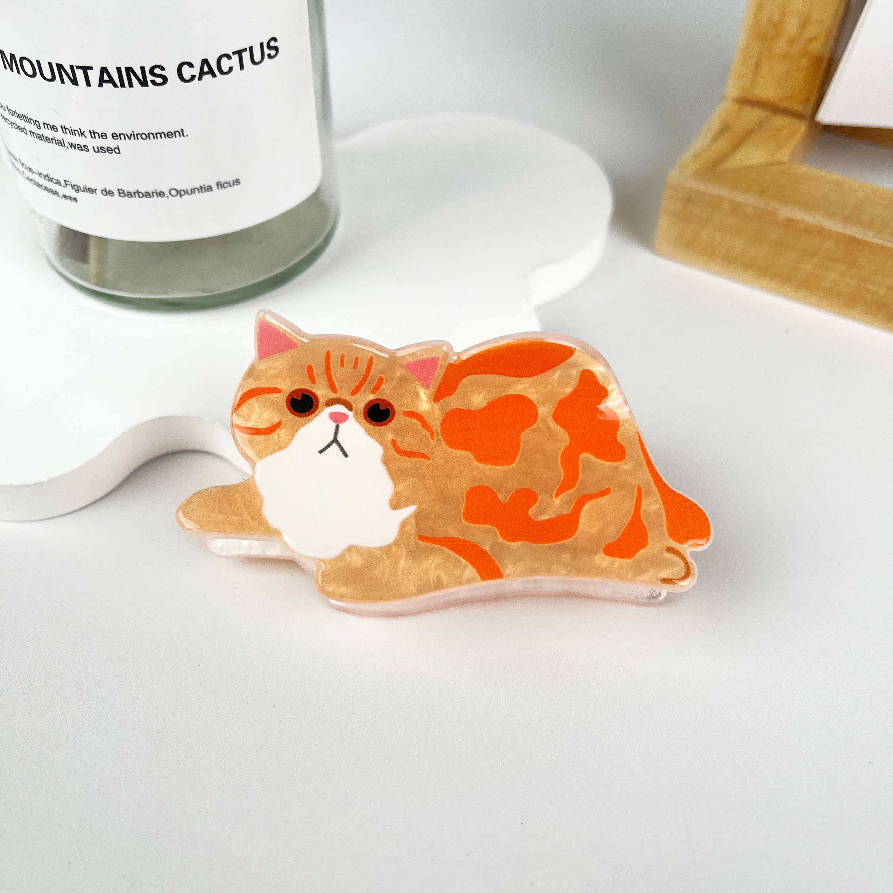 Cat style animal hair claw clip: Brown-cat