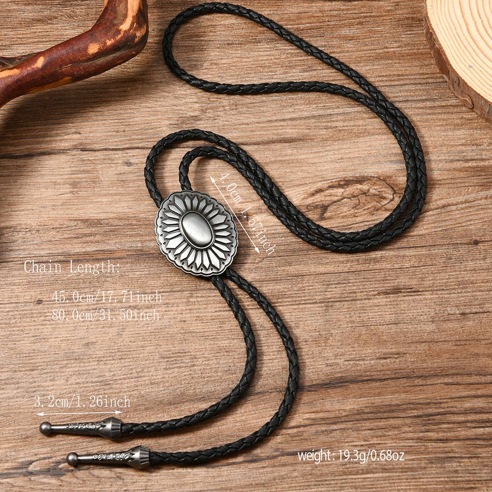 Western Turquoise Oval Bolo Tie Necklace